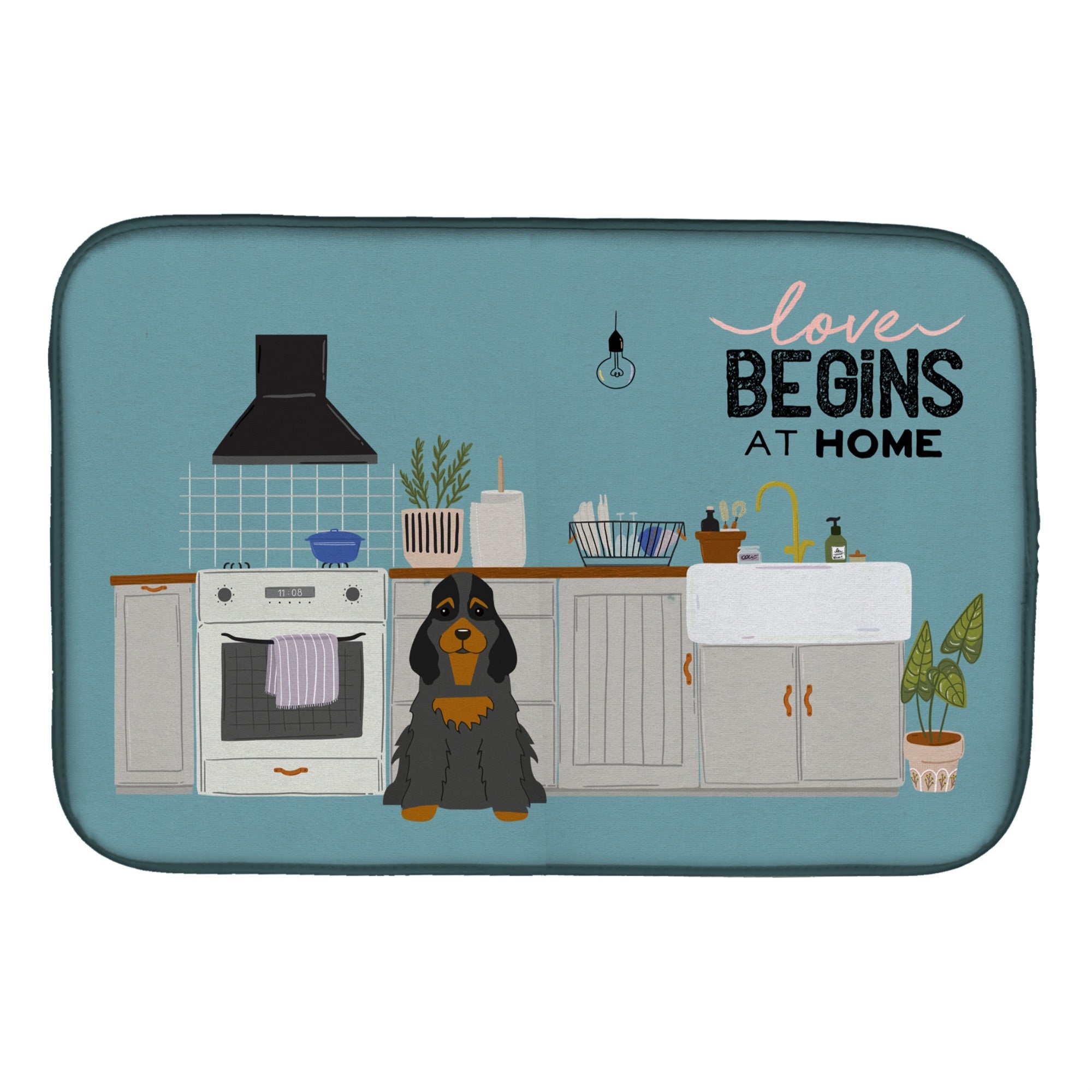 Caroline'S Treasures Ck7797Ddm Black Tan Cocker Spaniel Kitchen Scene Dish-Drying-Mats, 14 X 21, Multicolor