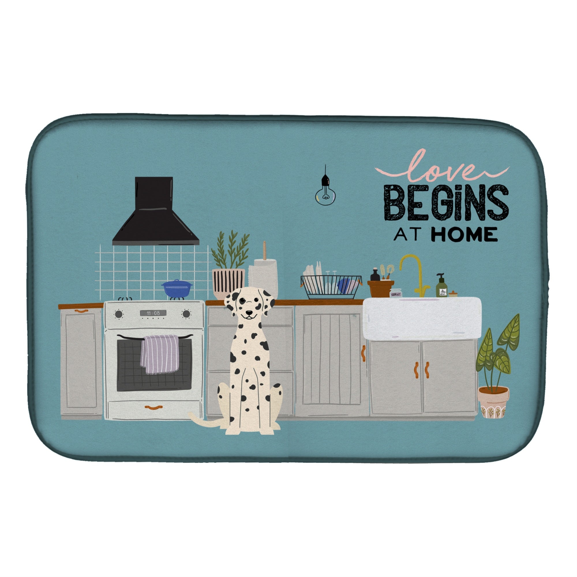 Caroline'S Treasures Ck7801Ddm Dalmatian Kitchen Scene Dish-Drying-Mats, 14 X 21, Multicolor