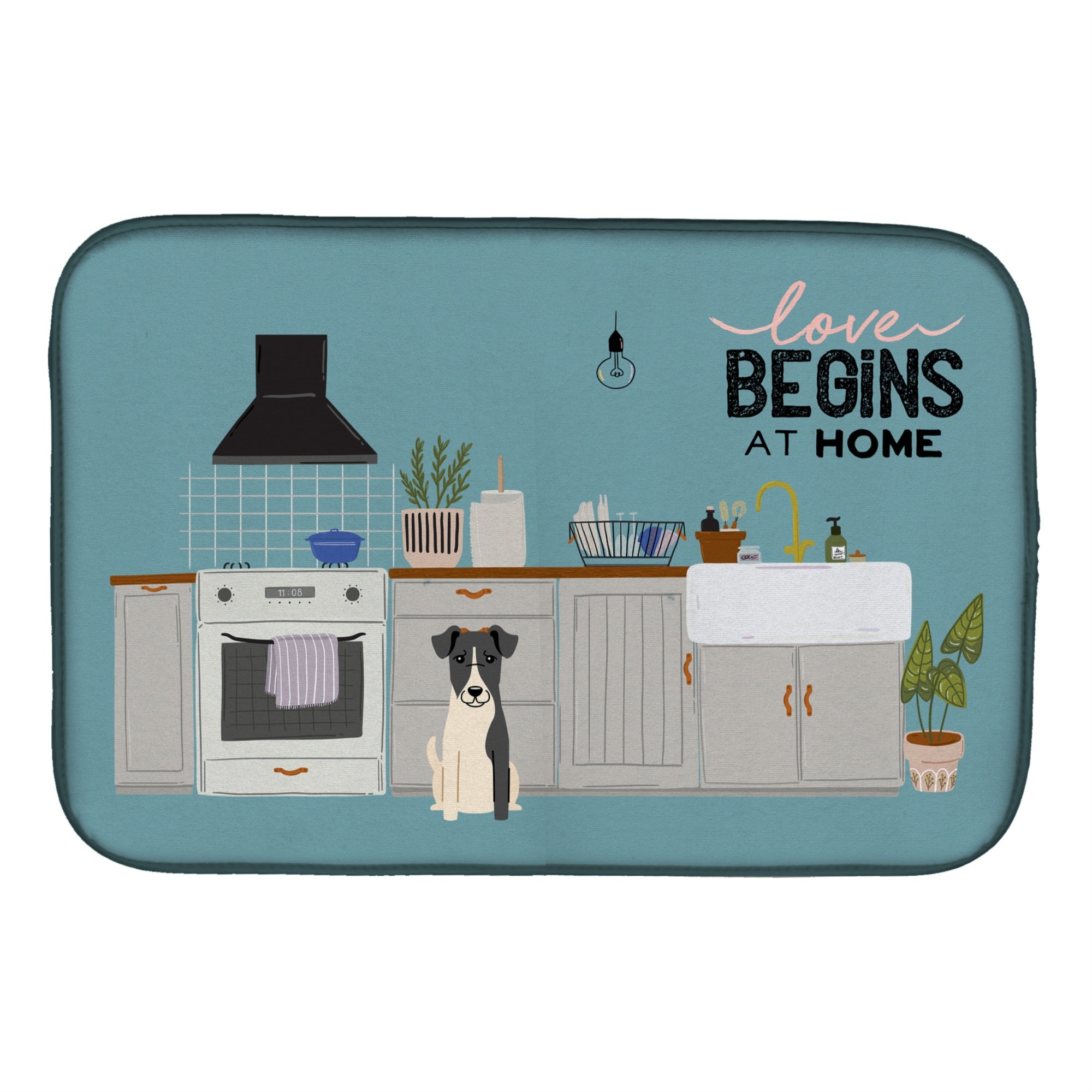 Caroline'S Treasures Ck7802Ddm Smooth Fox Terrier Kitchen Scene Dish-Drying-Mats, 14 X 21, Multicolor