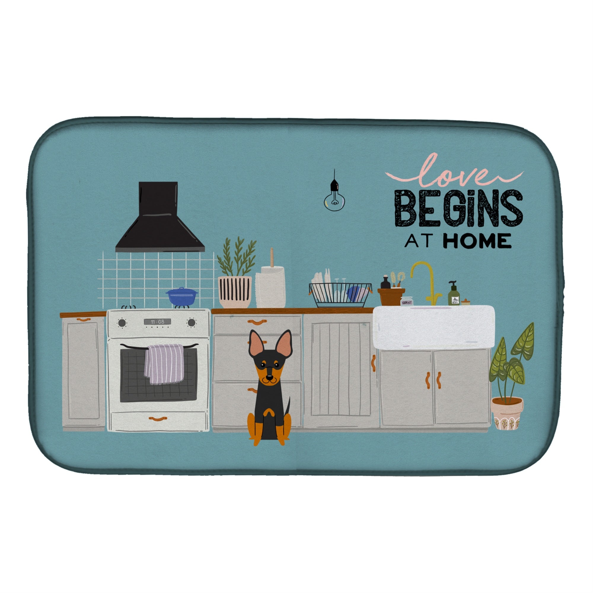 Caroline'S Treasures Ck7813Ddm English Toy Terrier Kitchen Scene Dish-Drying-Mats, 14 X 21, Multicolor
