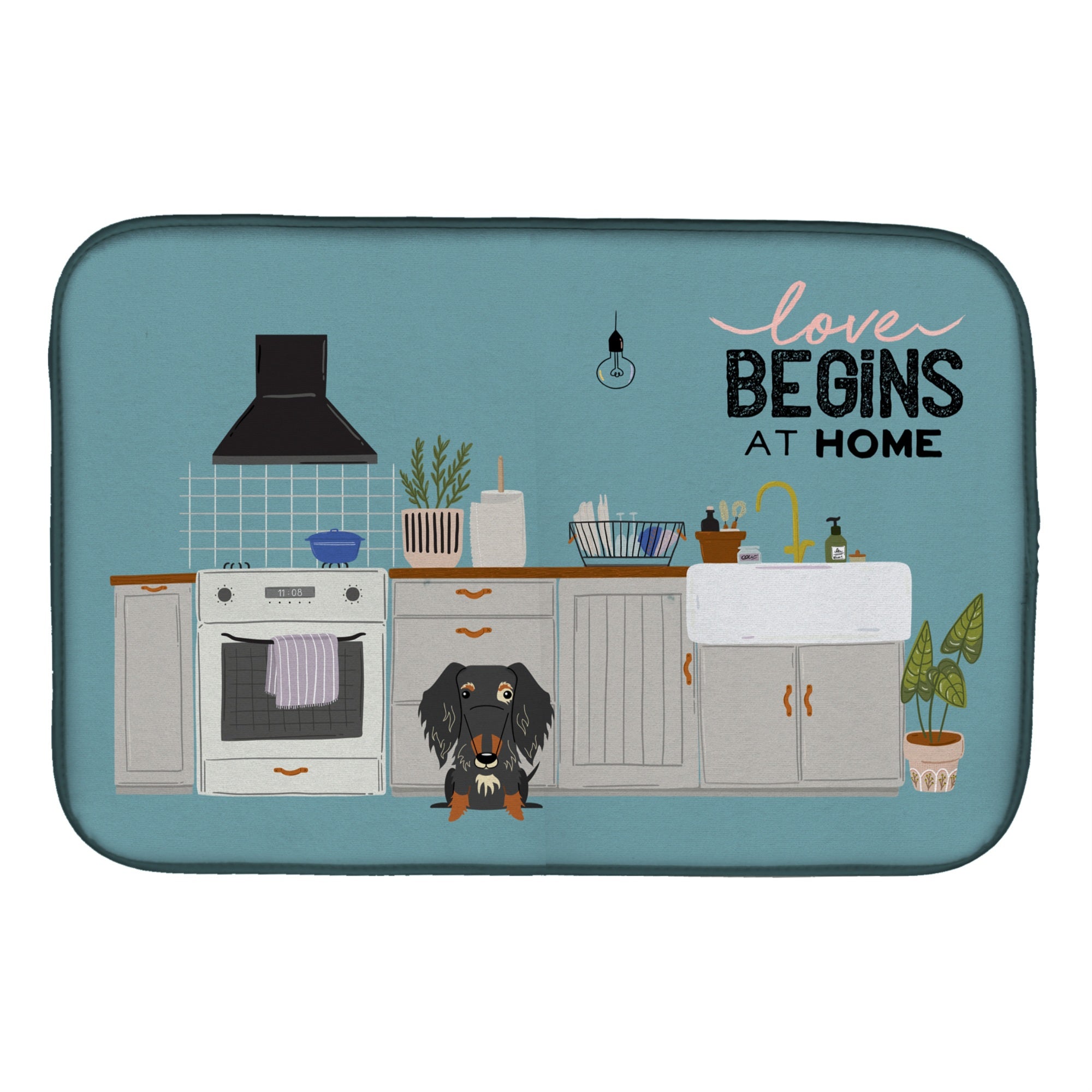 Caroline'S Treasures Dapple Wire Haired Dachshund Kitchen Scene Dish-Drying-Mats, 14 X 21, Multicolor