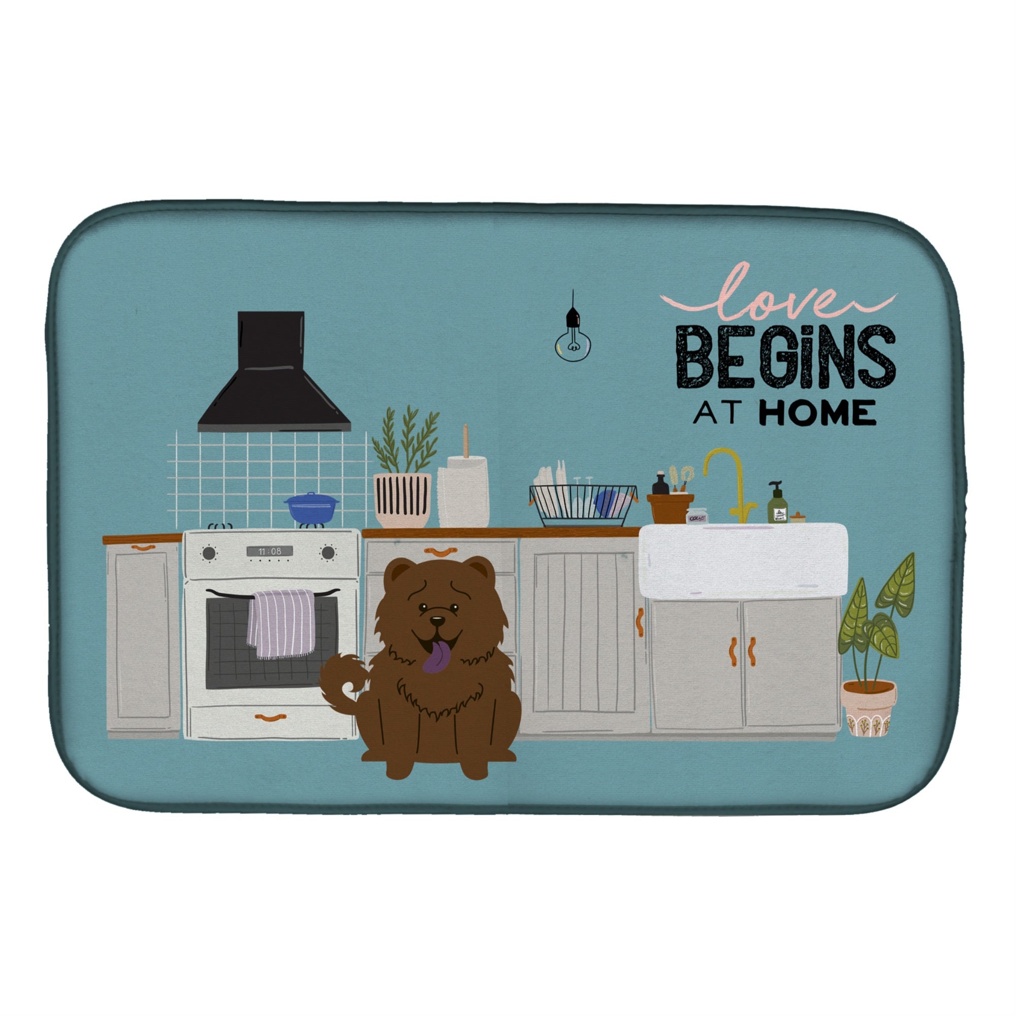 Caroline'S Treasures Ck7845Ddm Chocolate Chow Kitchen Scene Dish-Drying-Mats, 14 X 21, Multicolor