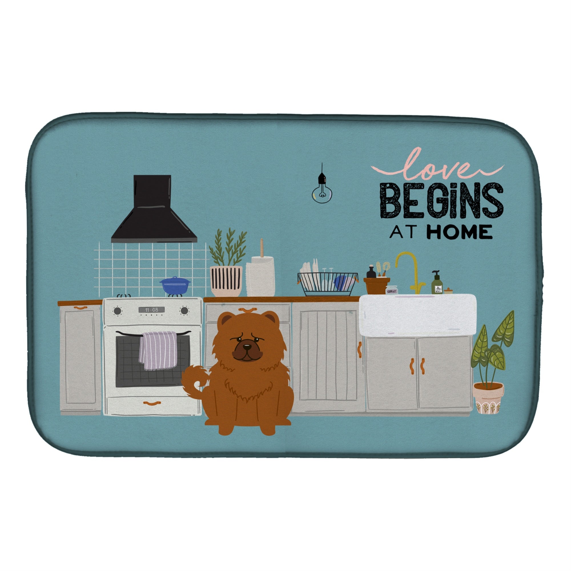 Caroline'S Treasures Ck7846Ddm Red Chow Kitchen Scene Dish-Drying-Mats, 14 X 21, Multicolor