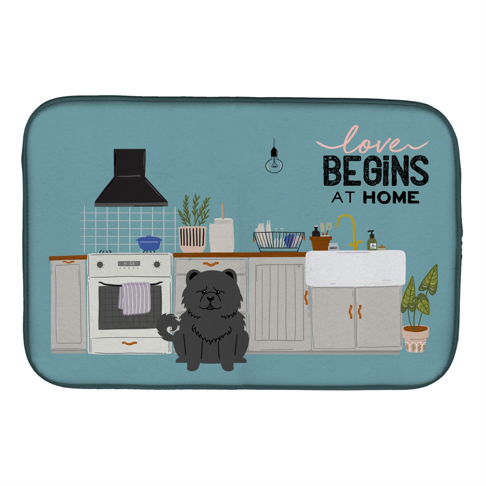 Caroline'S Treasures Ck7847Ddm Black Chow Kitchen Scene Dish-Drying-Mats, 14 X 21, Multicolor