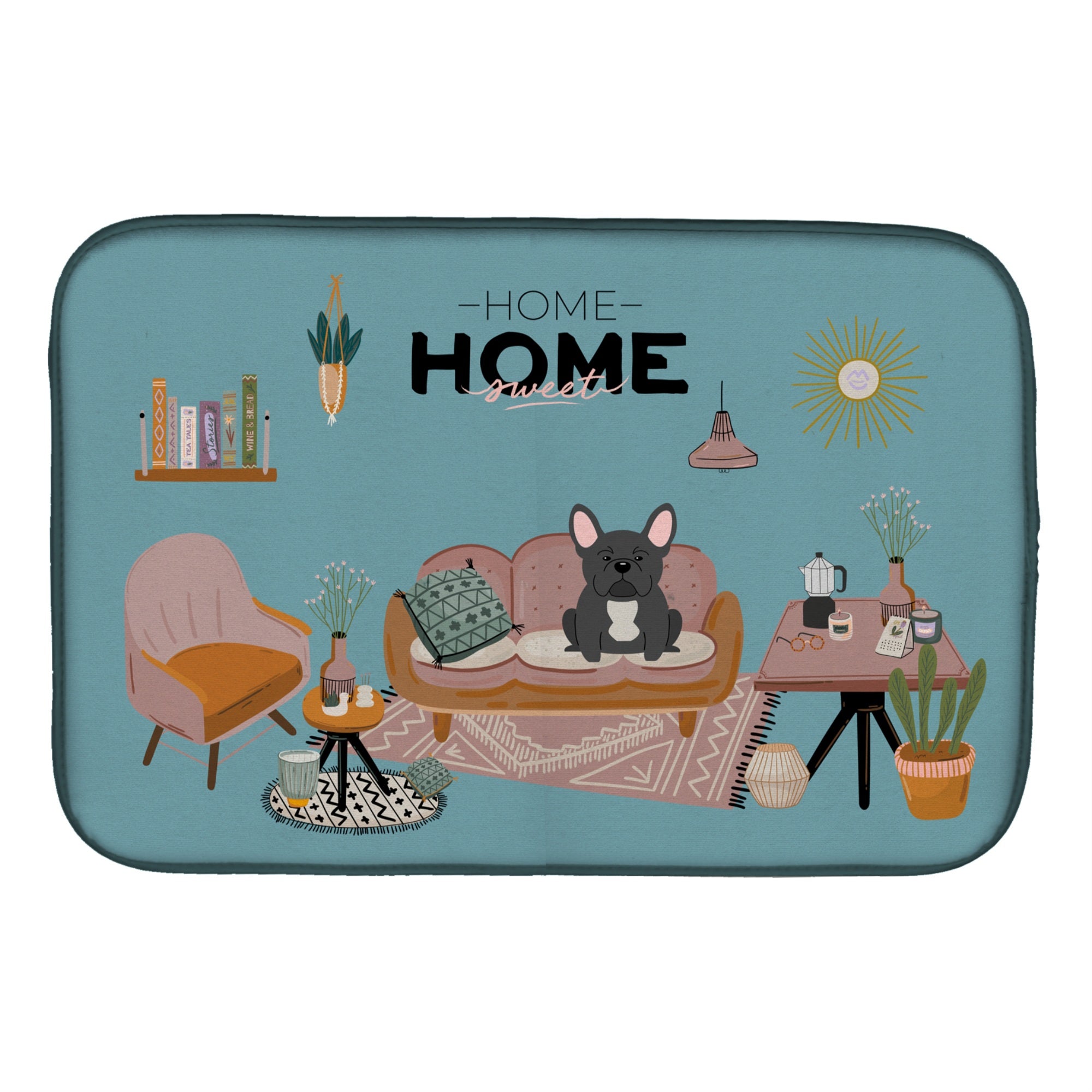 Caroline'S Treasures Ck7859Ddm Black French Bulldog Sweet Home Dish-Drying-Mats, 14 X 21, Multicolor
