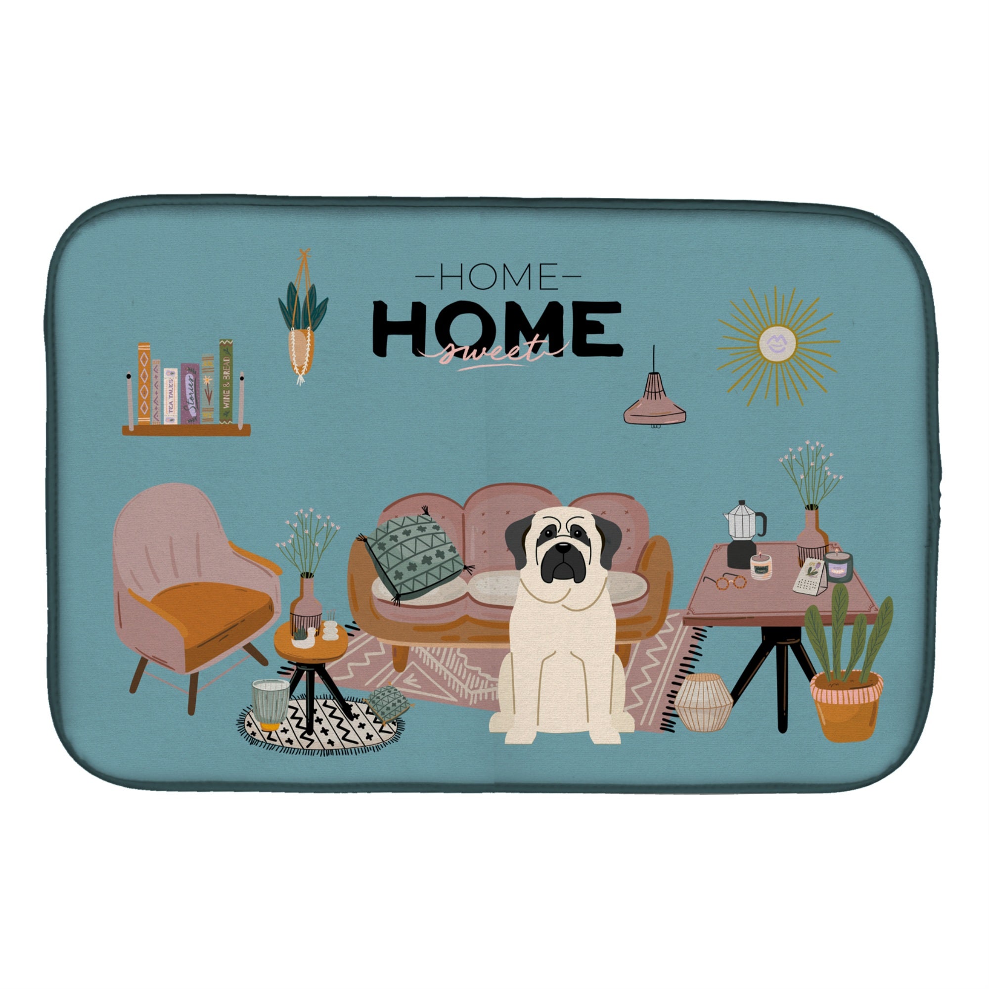 Caroline'S Treasures Ck7862Ddm White Mastiff Sweet Home Dish-Drying-Mats, 14 X 21, Multicolor