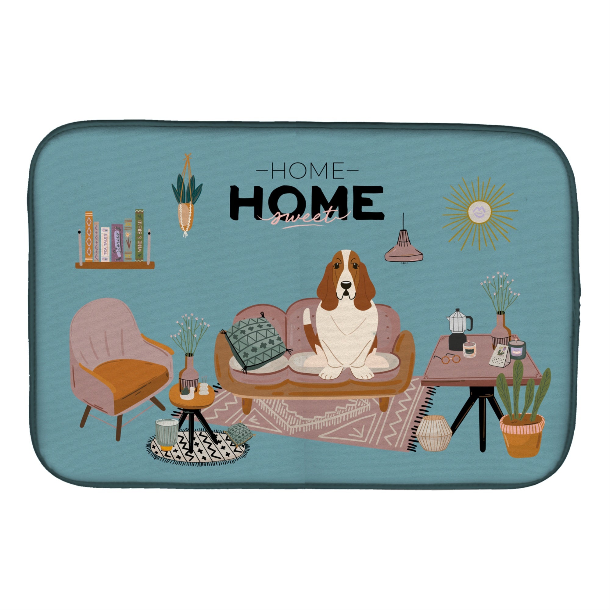 Caroline'S Treasures Ck7866Ddm Basset Hound Sweet Home Dish-Drying-Mats, 14 X 21, Multicolor