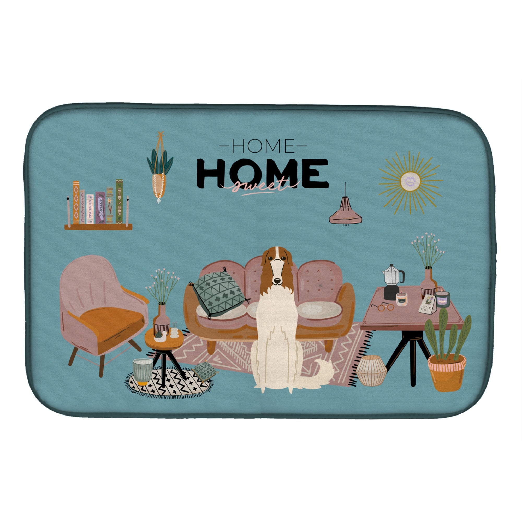 Caroline'S Treasures Ck7868Ddm Borzoi Sweet Home Dish-Drying-Mats, 14 X 21, Multicolor