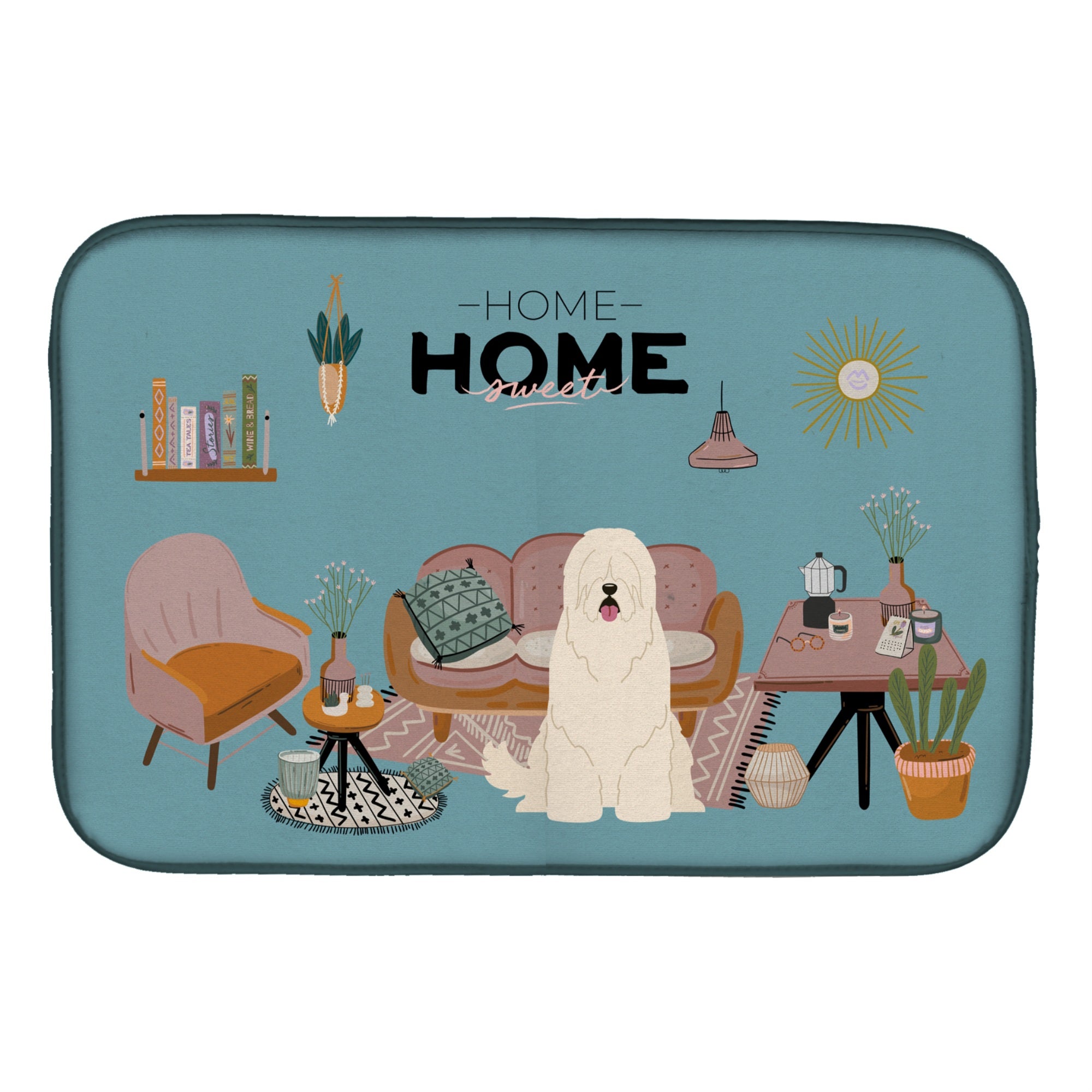 Caroline'S Treasures Ck7869Ddm South Russian Sheepdog Sweet Home Dish-Drying-Mats, 14 X 21, Multicolor