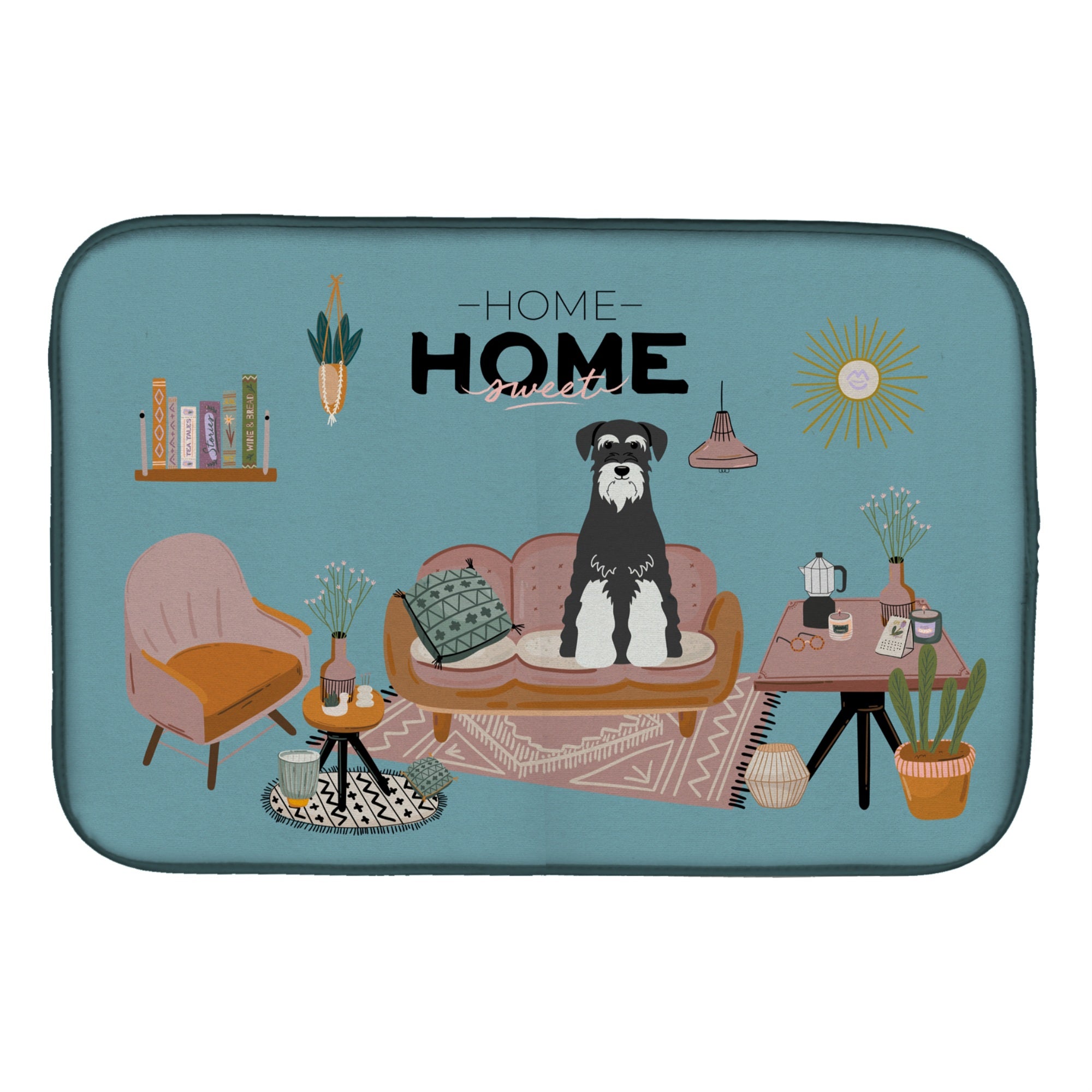 Caroline'S Treasures Salt And Pepper Standard Schnauzer Sweet Home Dish-Drying-Mats, 14 X 21, Multicolor