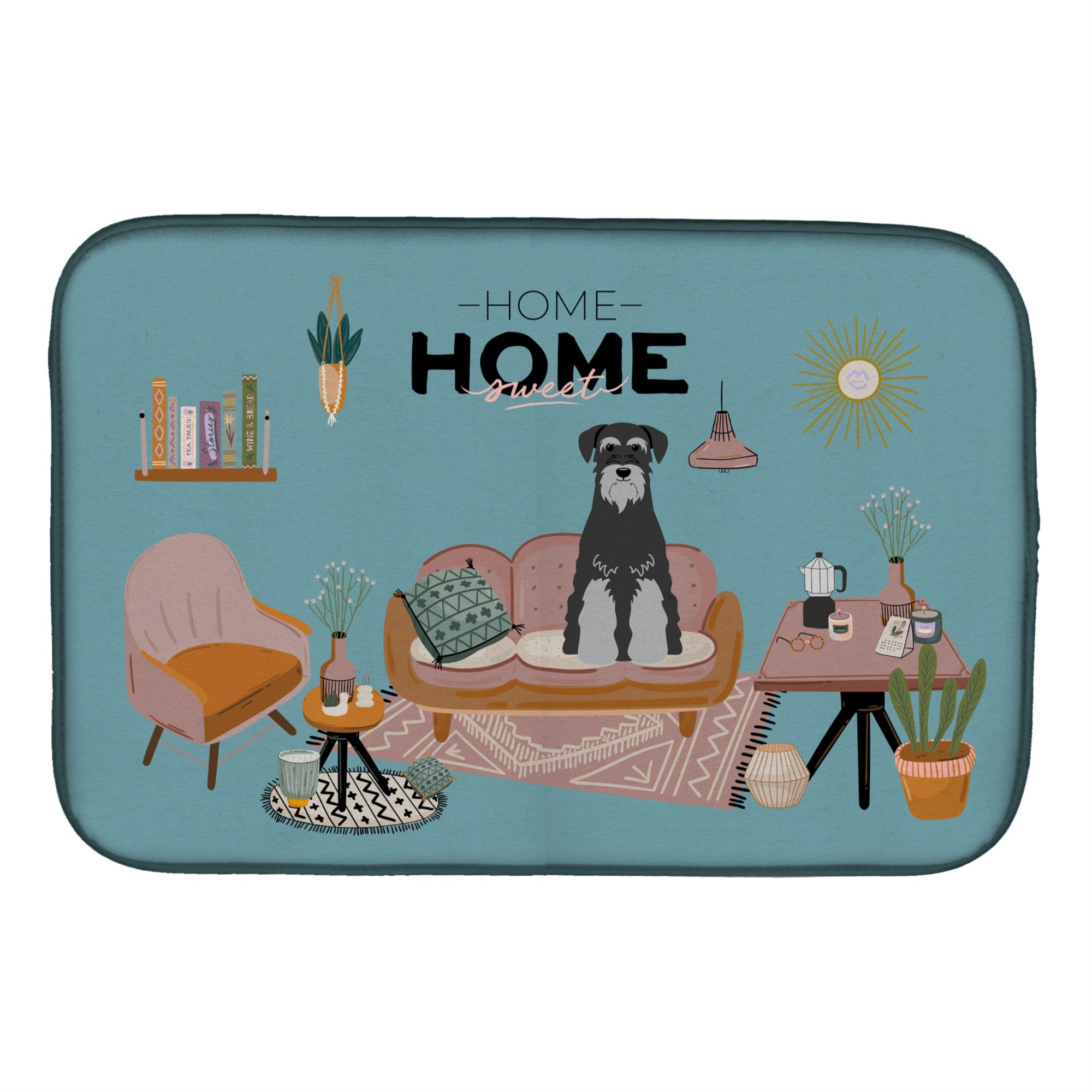 Caroline'S Treasures Black Grey Standard Schnauzer Sweet Home Dish-Drying-Mats, 14 X 21, Multicolor