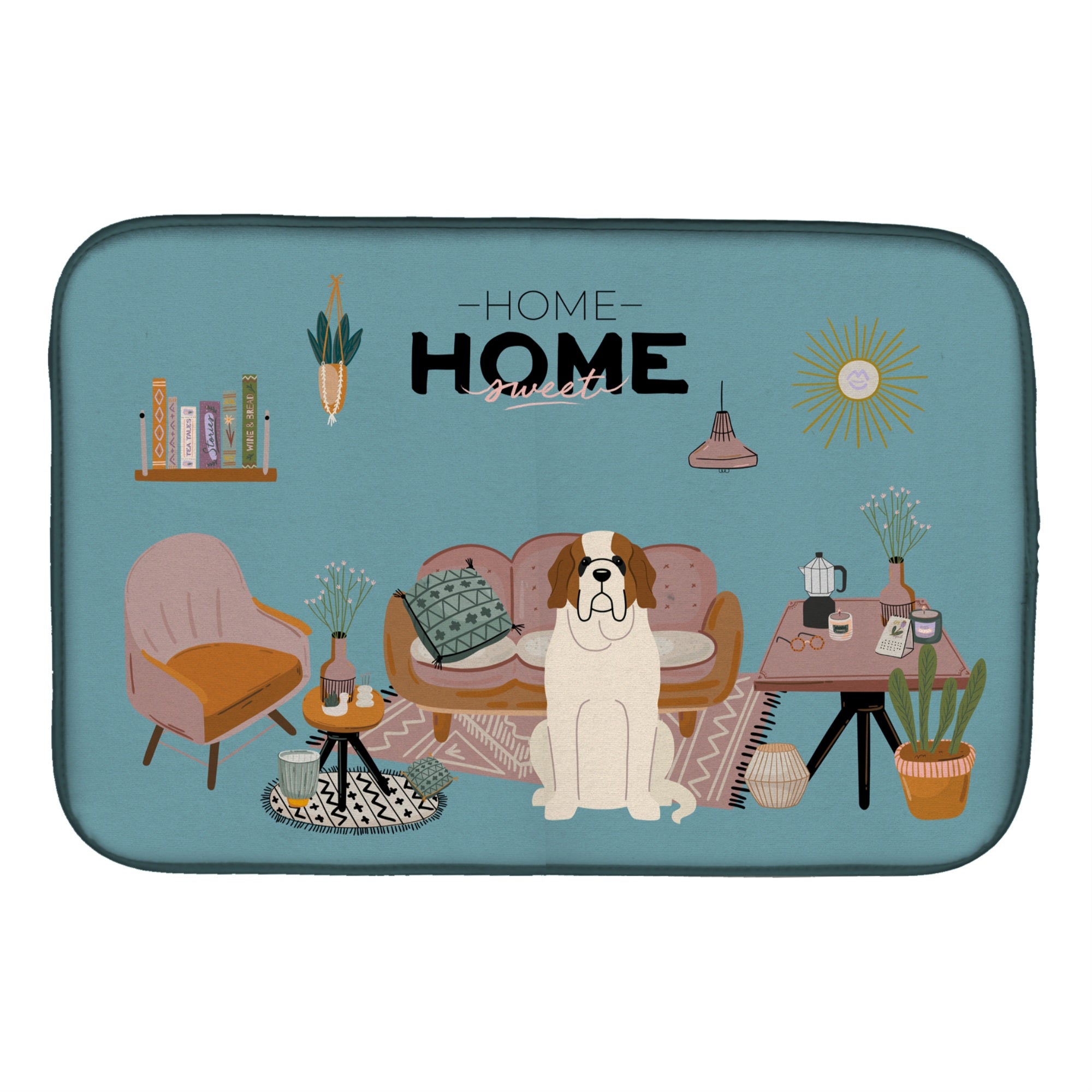 Caroline'S Treasures Ck7880Ddm Saint Bernard Sweet Home Dish-Drying-Mats, 14 X 21, Multicolor