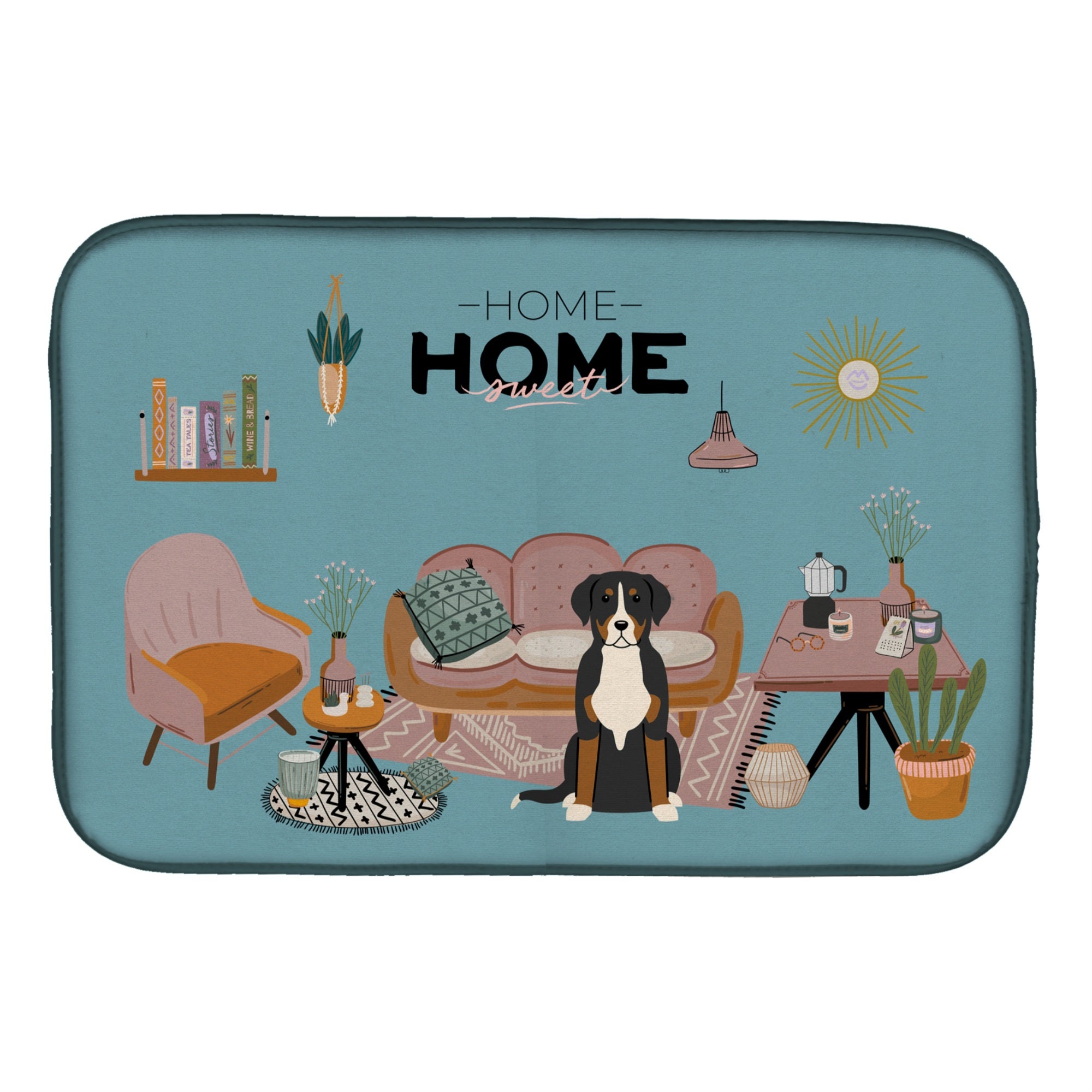 Caroline'S Treasures Ck7882Ddm Greater Swiss Mountain Dog Sweet Home Dish-Drying-Mats, 14 X 21, Multicolor