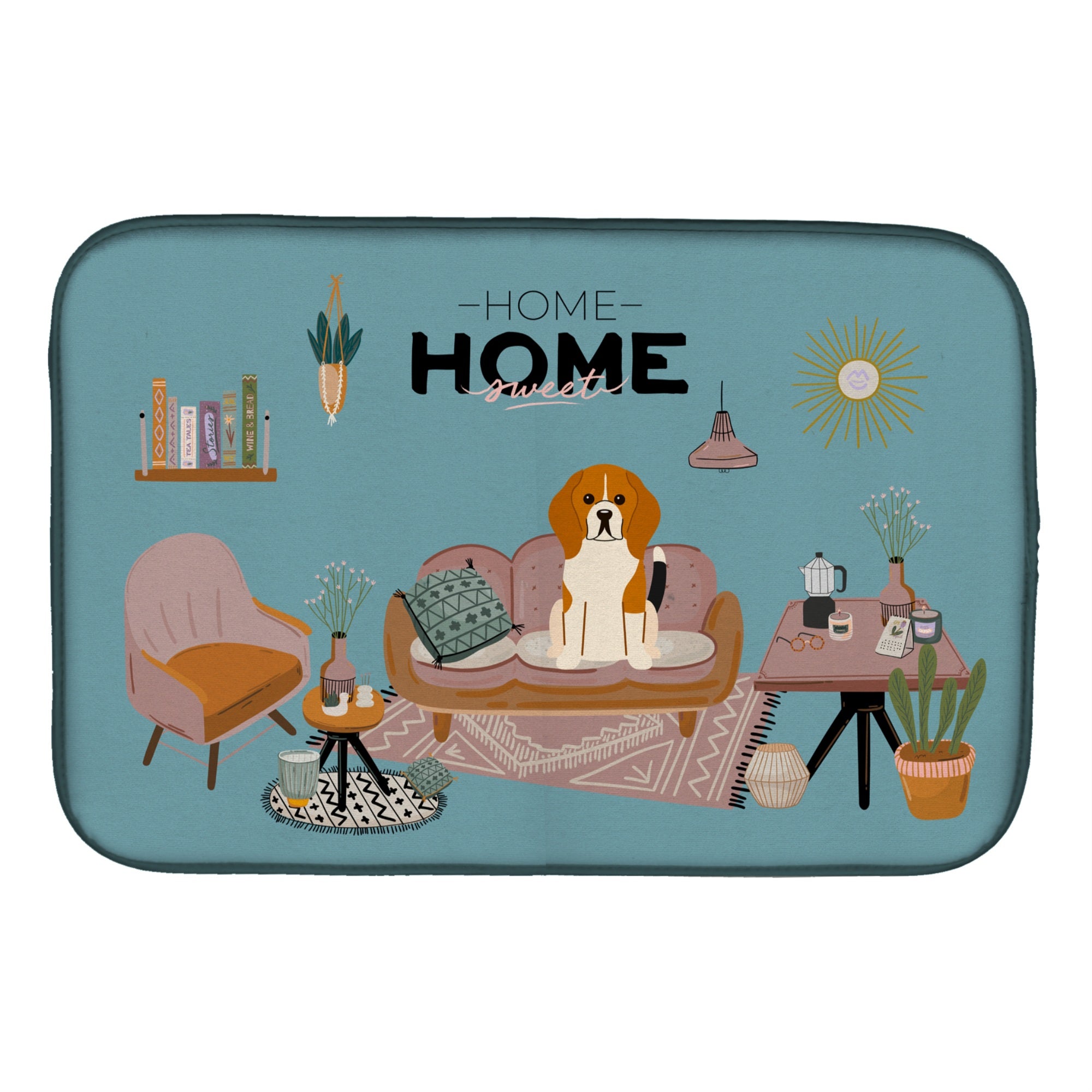 Caroline'S Treasures Ck7885Ddm Tricolor Beagle Sweet Home Dish-Drying-Mats, 14 X 21, Multicolor