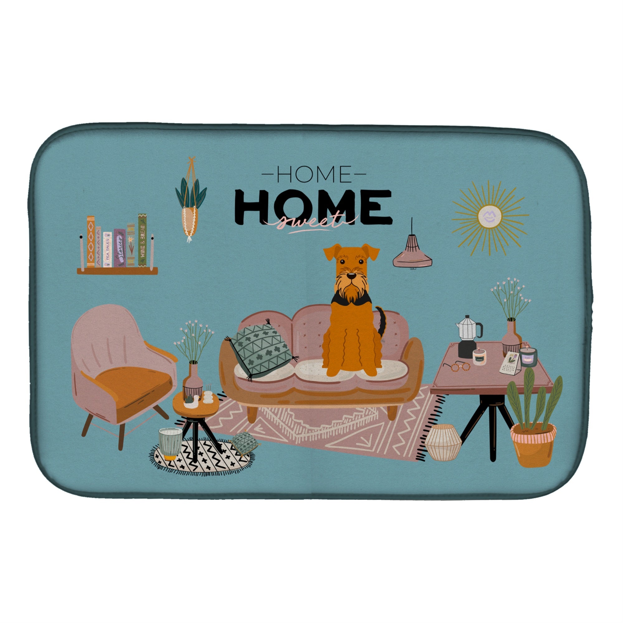Caroline'S Treasures Ck7886Ddm Airedale Sweet Home Dish-Drying-Mats, 14 X 21, Multicolor