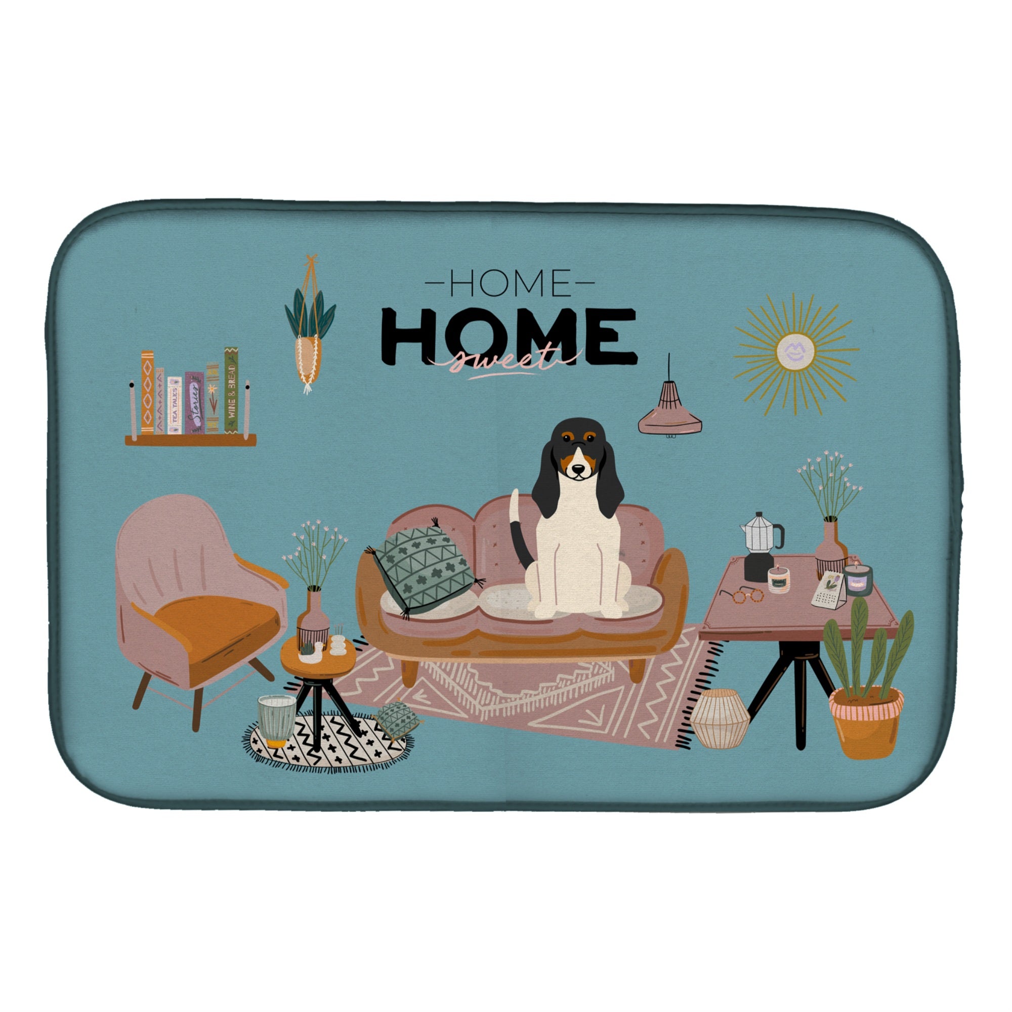 Caroline'S Treasures Ck7889Ddm Swiss Hound Sweet Home Dish-Drying-Mats, 14 X 21, Multicolor