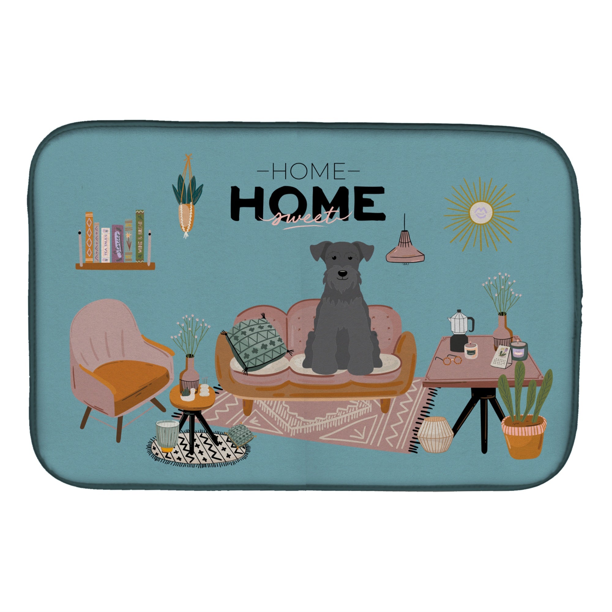 Caroline'S Treasures Ck7896Ddm Black Miniature Schnauzer Sweet Home Dish-Drying-Mats, 14 X 21, Multicolor