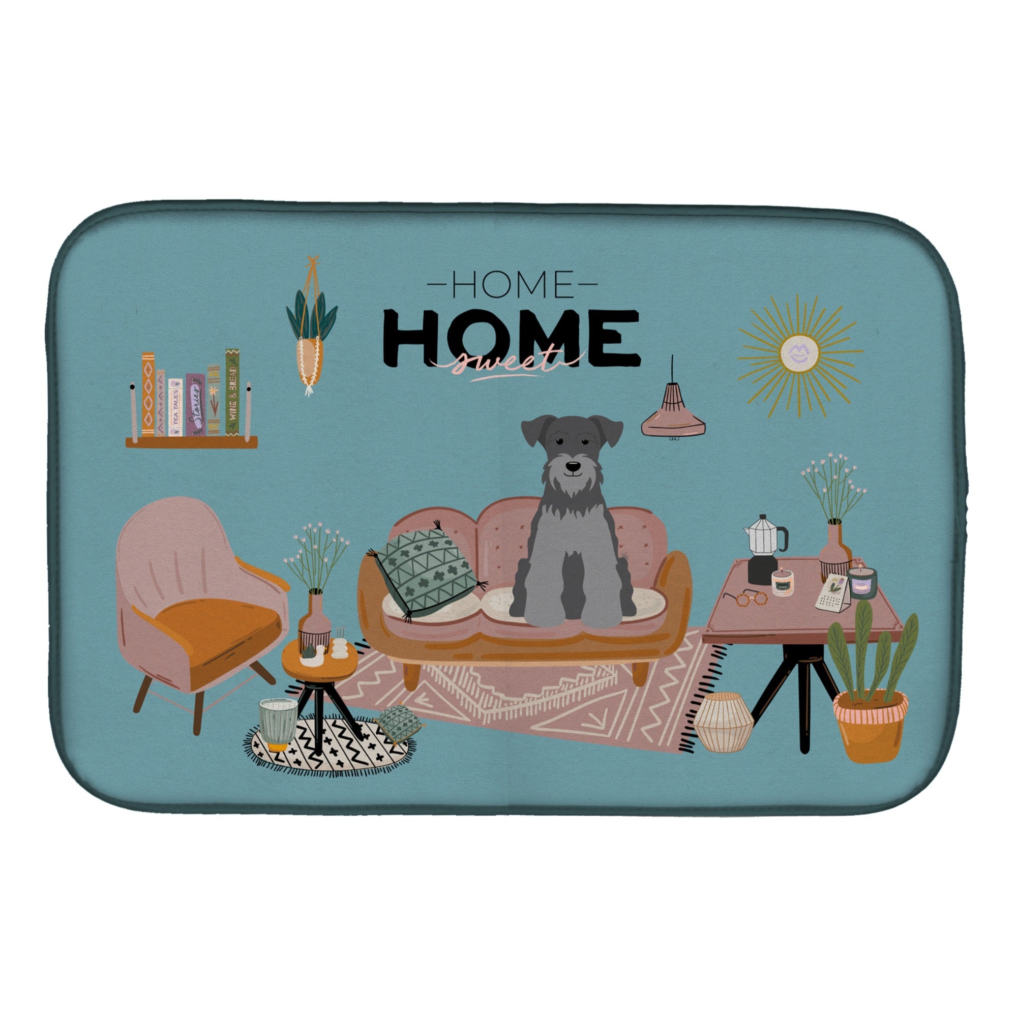 Caroline'S Treasures Black Silver Miniature Schnauzer Sweet Home Dish-Drying-Mats, 14 X 21, Multicolor