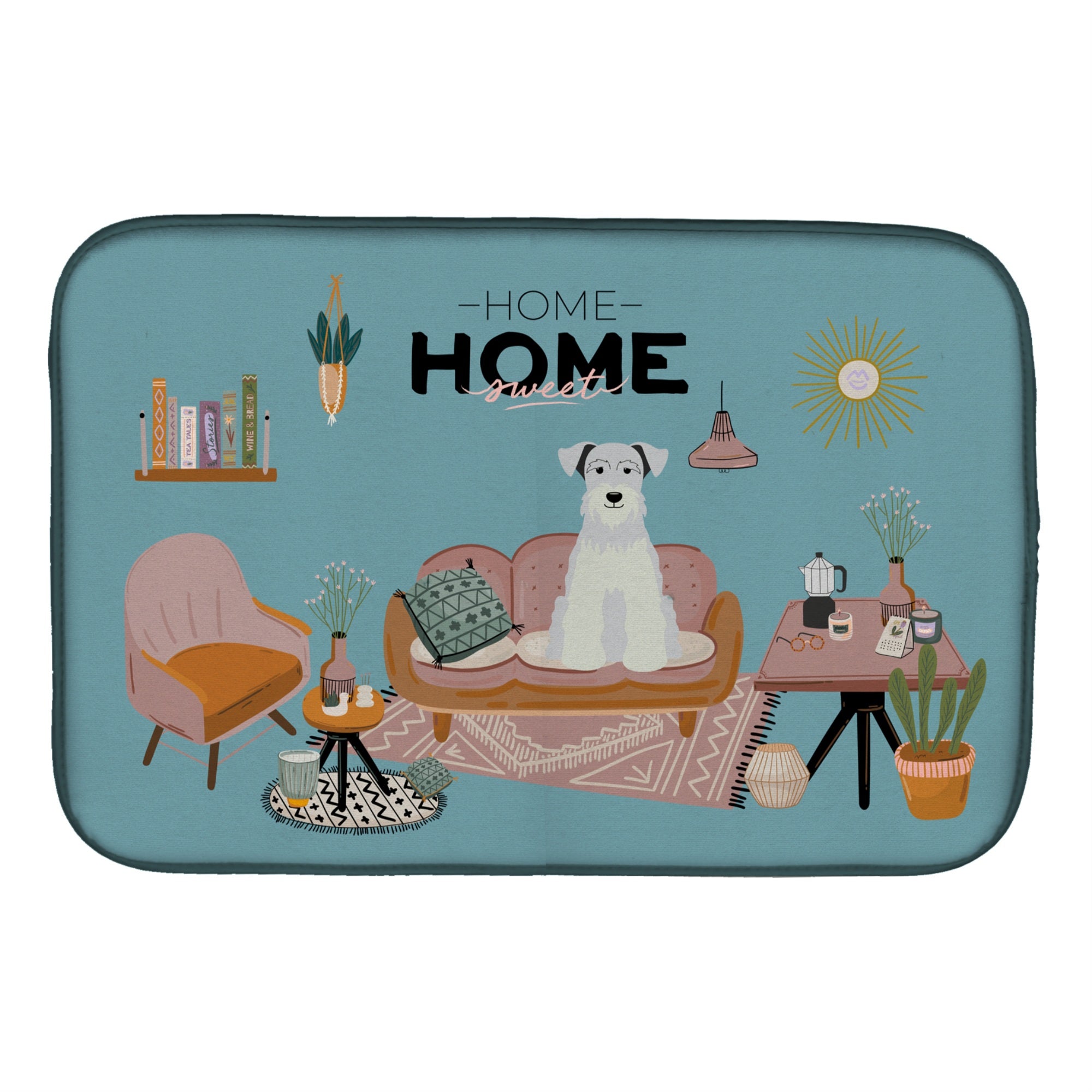Caroline'S Treasures Ck7898Ddm White Miniature Schnauzer Sweet Home Dish-Drying-Mats, 14 X 21, Multicolor