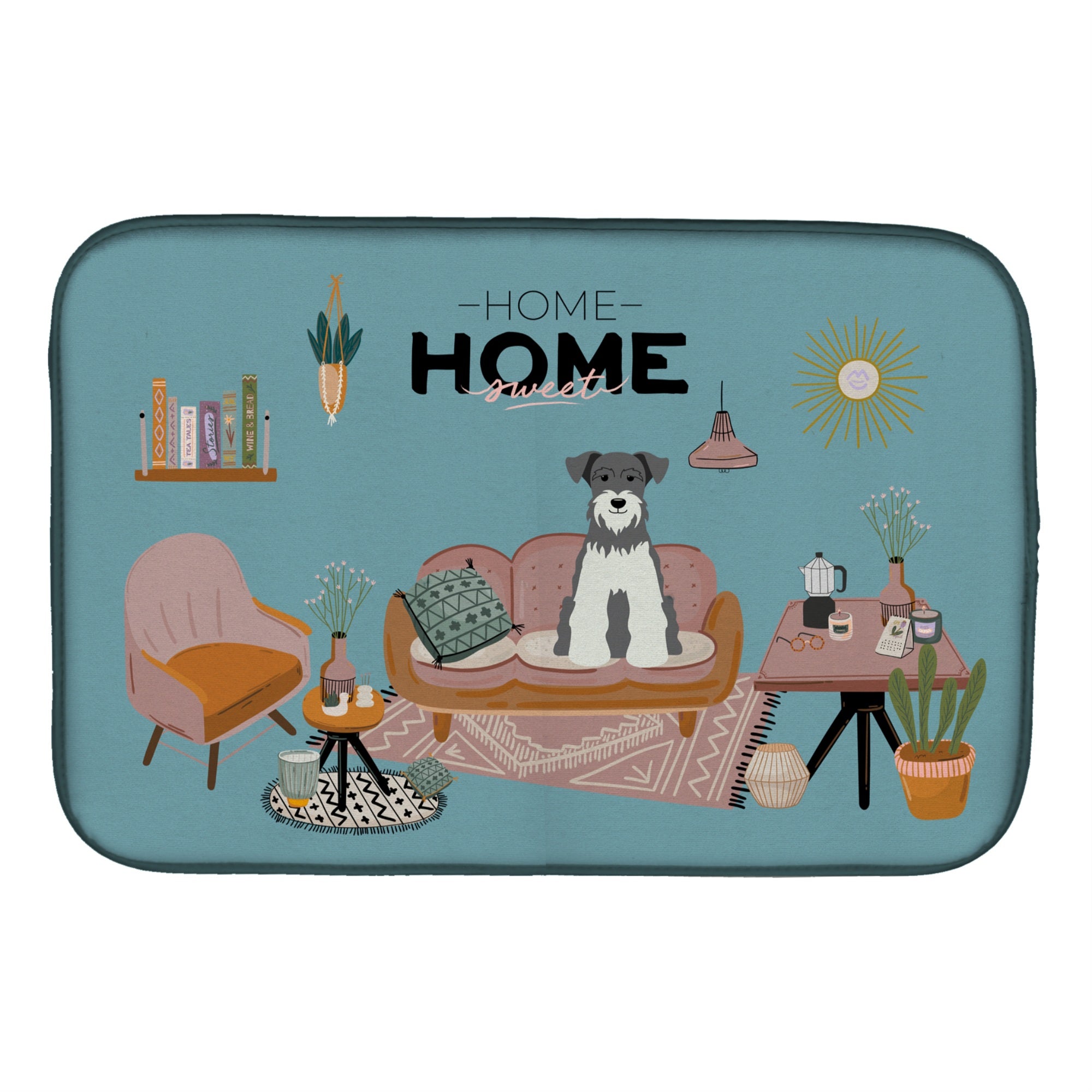 Caroline'S Treasures Caroline'S Salt And Pepper Miniature Schnauzer Sweet Home Dish-Drying-Mats, 14 X 21, Multicolor