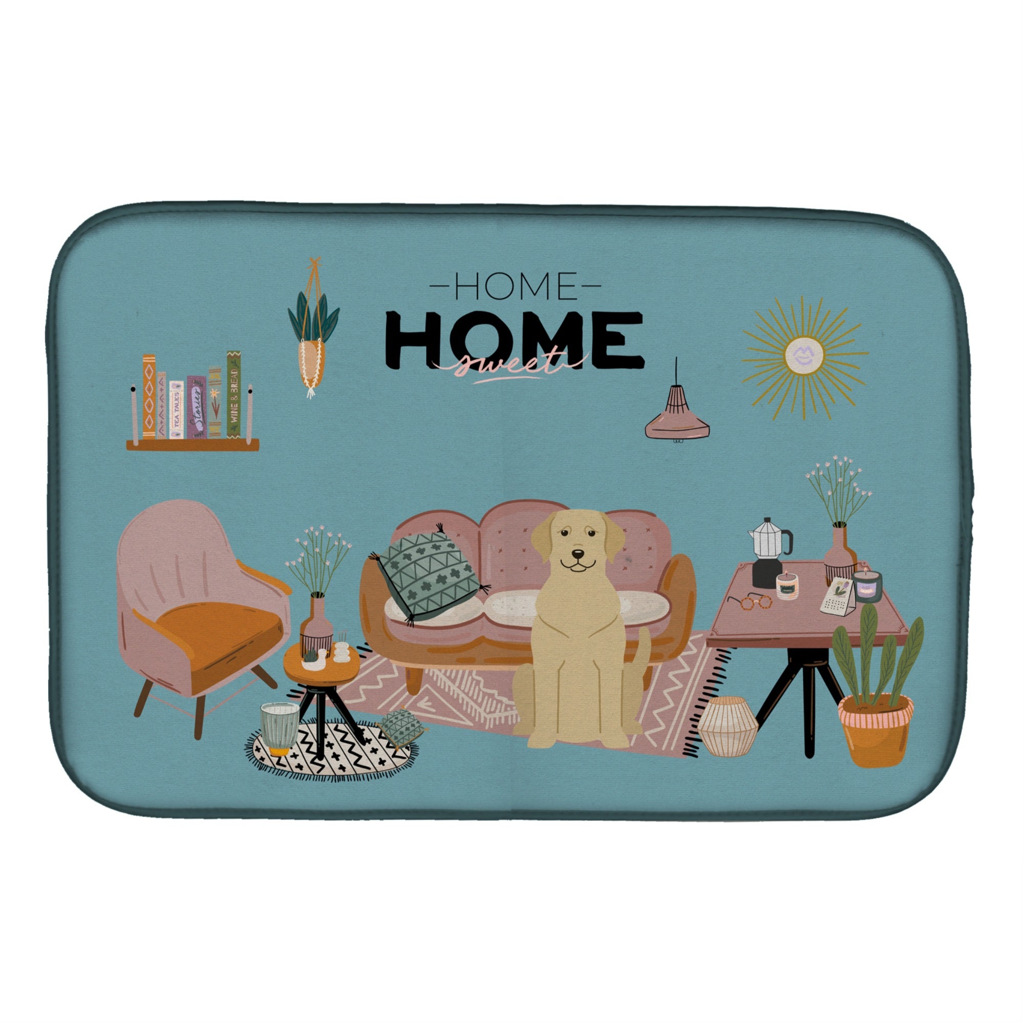 Caroline'S Treasures Ck7900Ddm Yellow Labrador Sweet Home Dish-Drying-Mats, 14 X 21, Multicolor