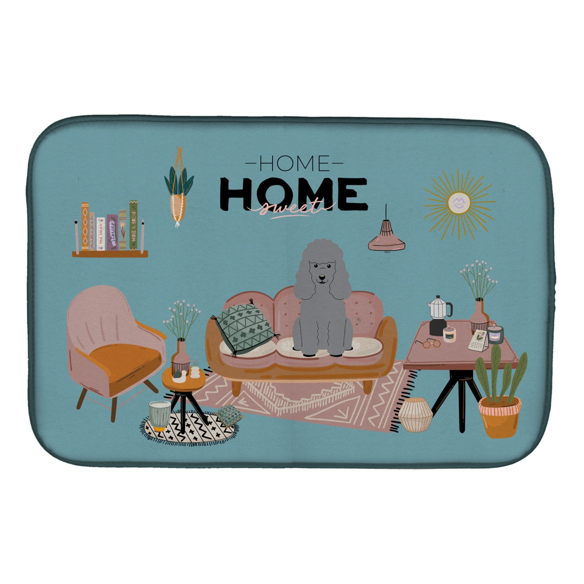 Caroline'S Treasures Ck7913Ddm Silver Poodle Sweet Home Dish-Drying-Mats, 14 X 21, Multicolor
