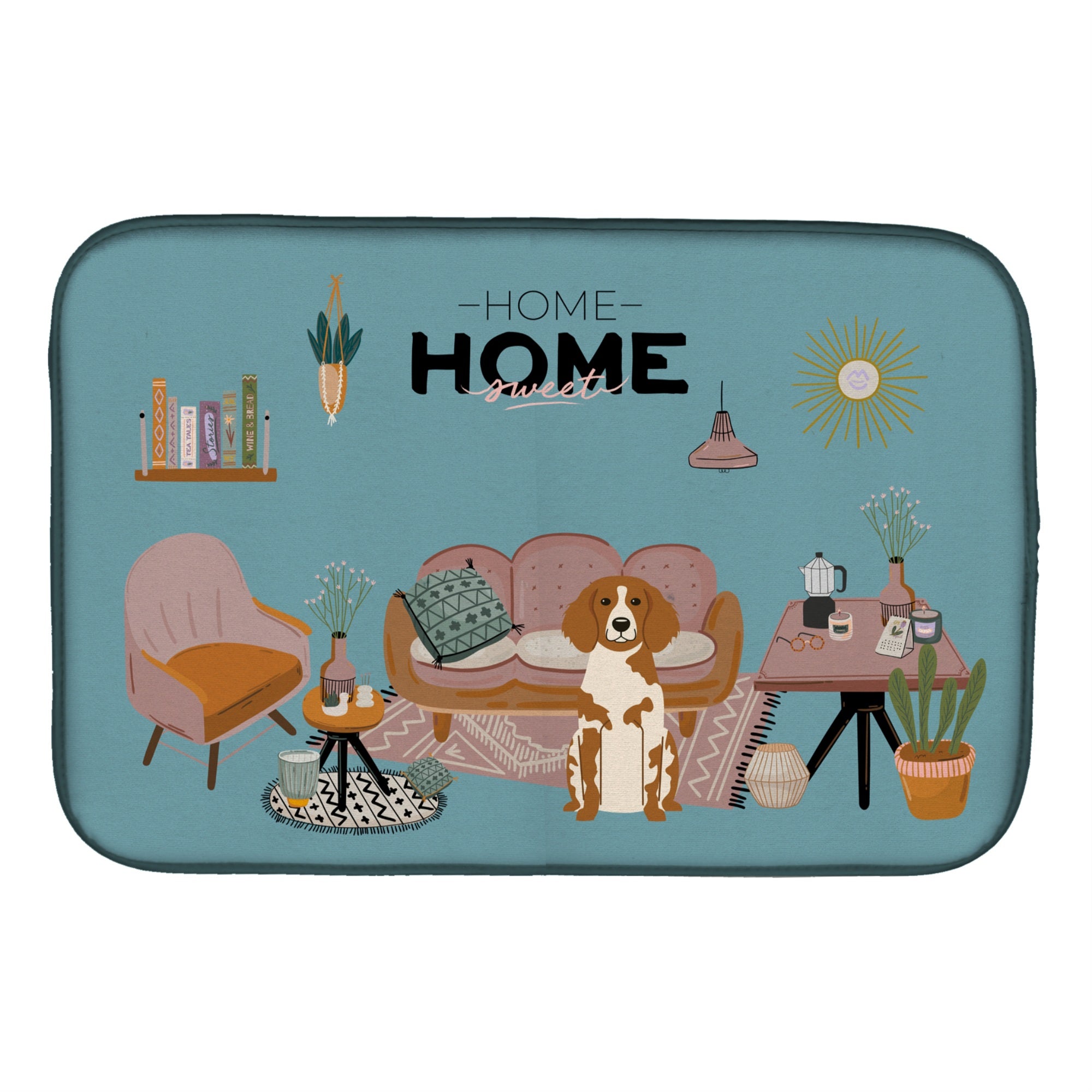 Caroline'S Treasures Ck7917Ddm Brittany Spaniel Sweet Home Dish-Drying-Mats, 14 X 21, Multicolor