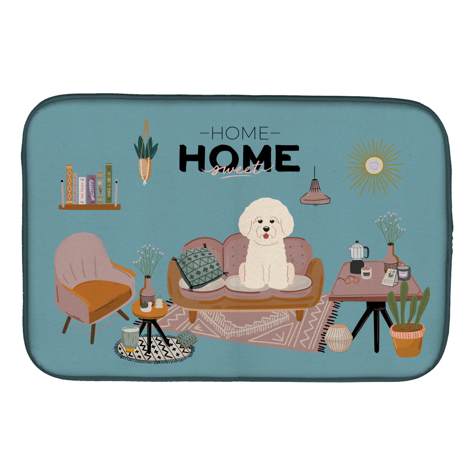 Caroline'S Treasures Ck7920Ddm Bichon Frise Sweet Home Dish-Drying-Mats, 14 X 21, Multicolor