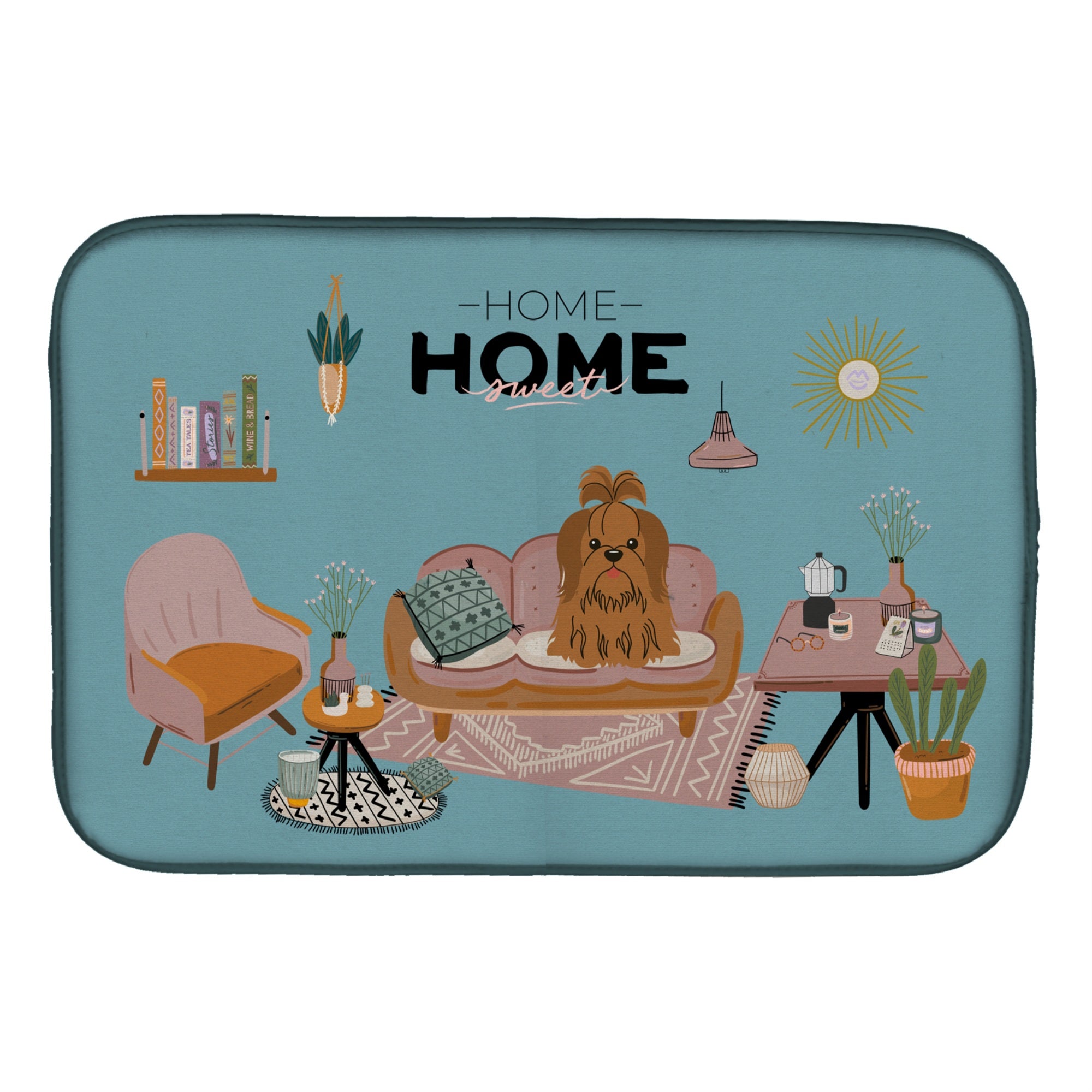 Caroline'S Treasures Ck7931Ddm Silver Chocolate Shih Tzu Sweet Home Dish-Drying-Mats, 14 X 21, Multicolor
