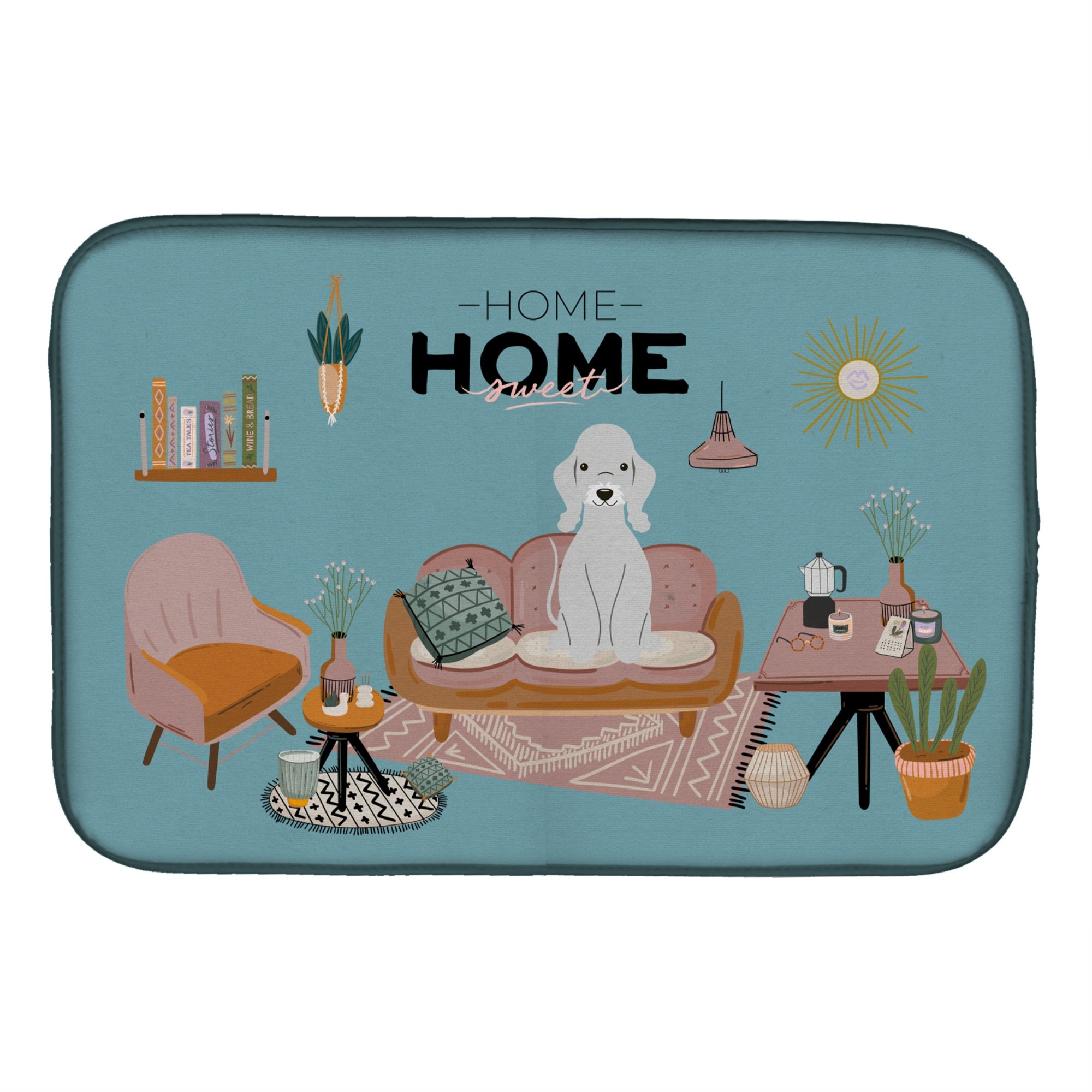 Caroline'S Treasures Ck7935Ddm Blue Bedlington Terrier Sweet Home Dish-Drying-Mats, 14 X 21, Multicolor