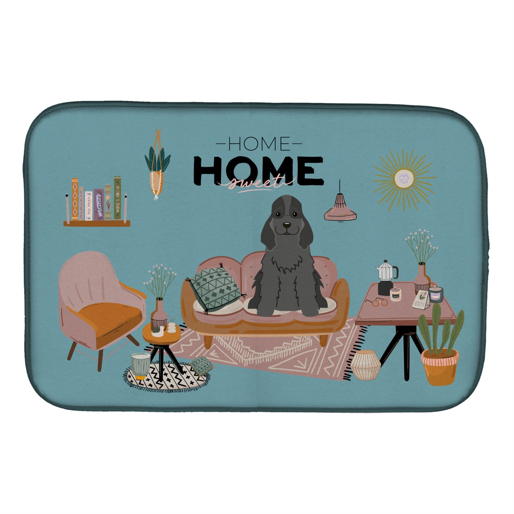 Caroline'S Treasures Ck7937Ddm Black Cocker Spaniel Sweet Home Dish-Drying-Mats, 14 X 21, Multicolor