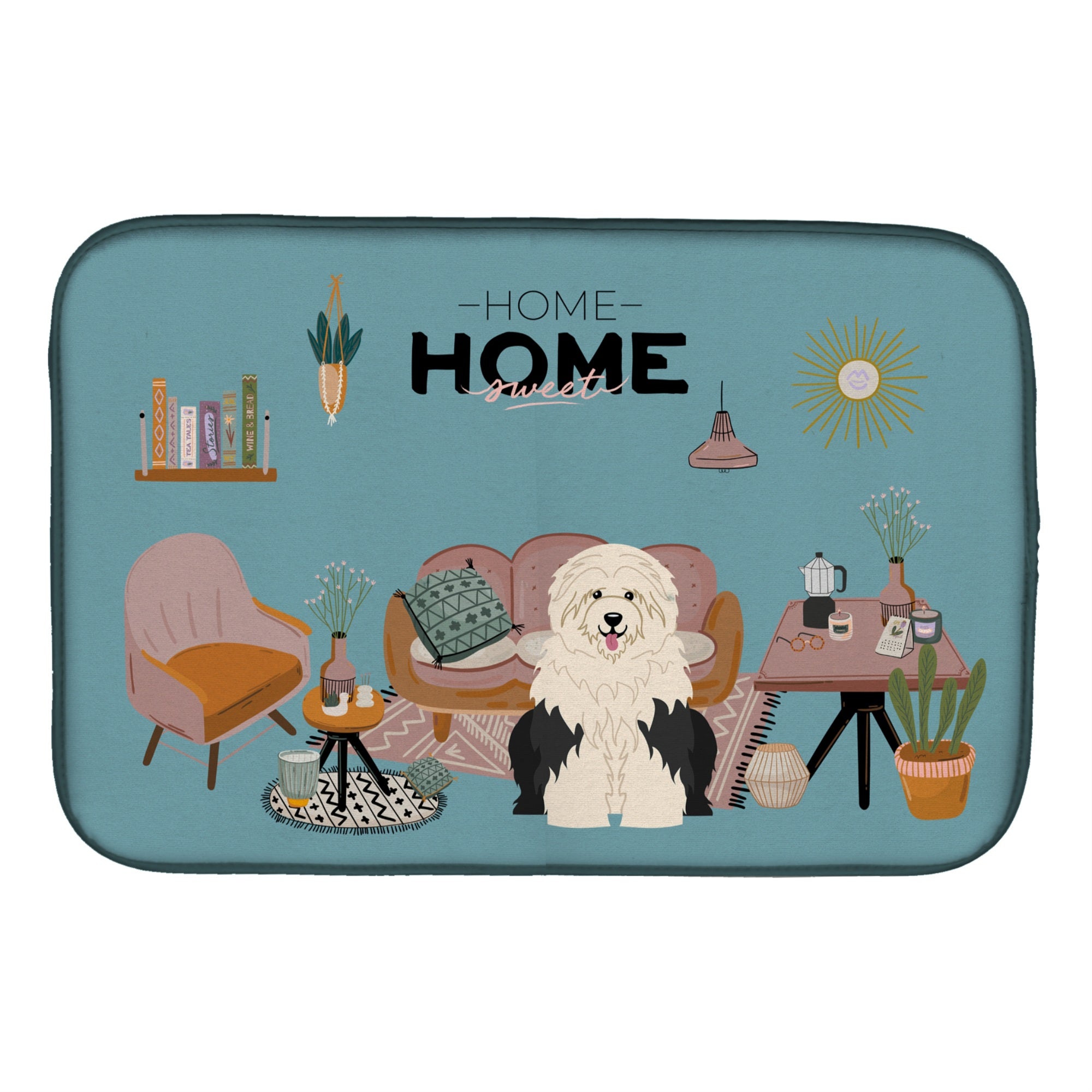 Caroline'S Treasures Ck7941Ddm Old English Sheepdog Sweet Home Dish-Drying-Mats, 14 X 21, Multicolor
