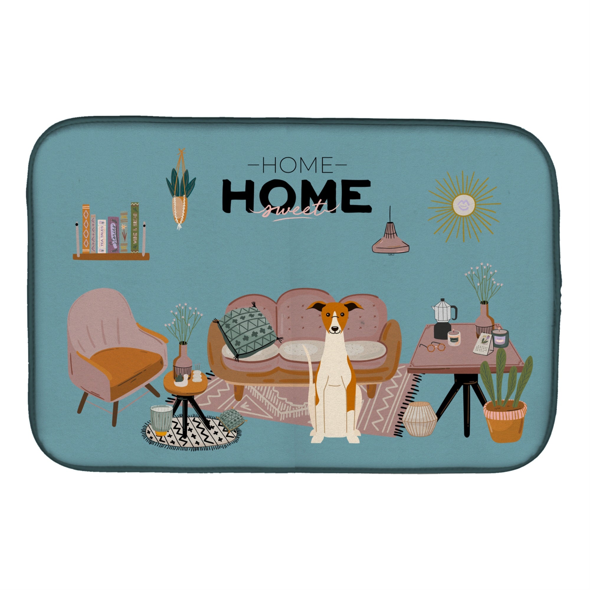 Caroline'S Treasures Ck7944Ddm Whippet Sweet Home Dish-Drying-Mats, 14 X 21, Multicolor