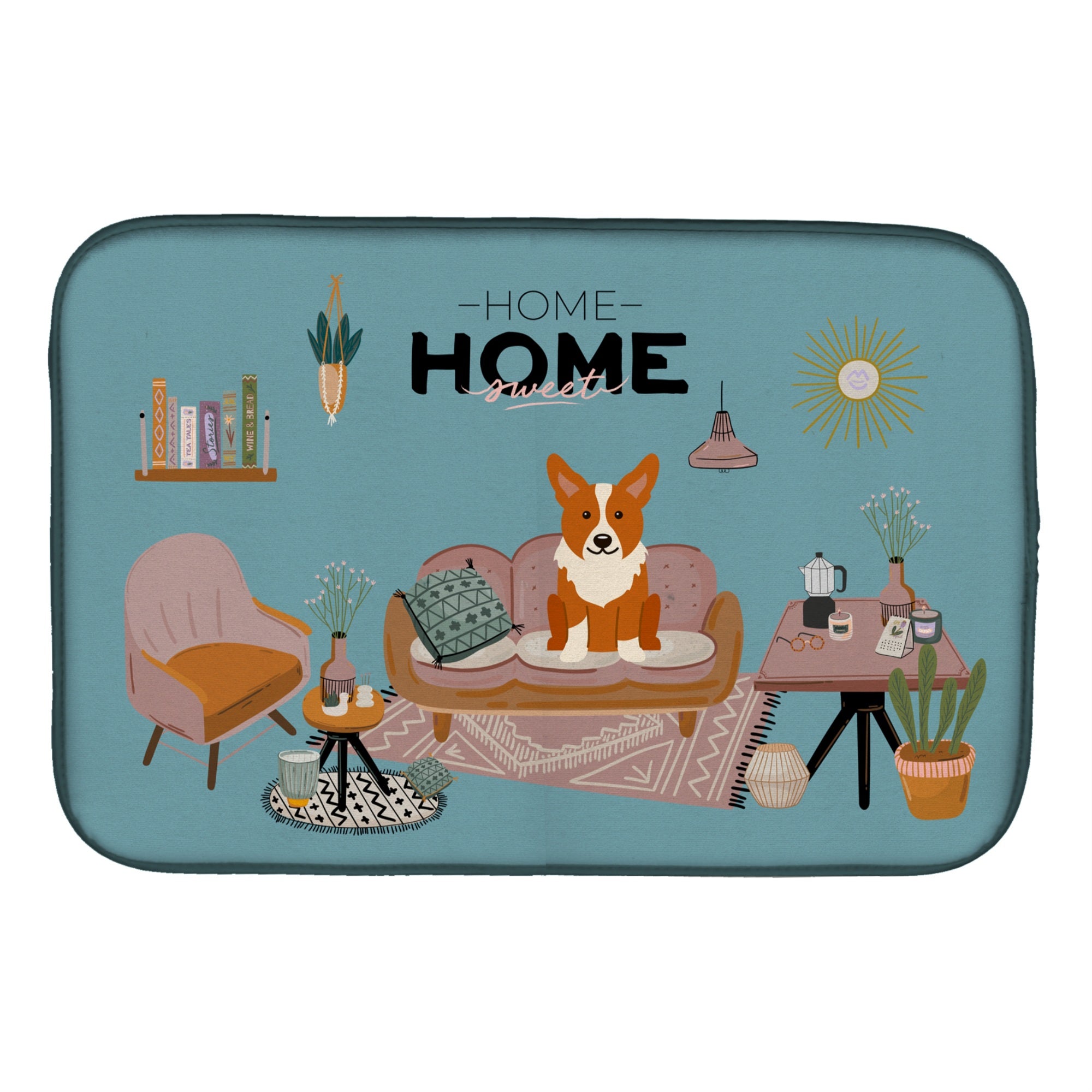 Caroline'S Treasures Ck7945Ddm Corgi Sweet Home Dish-Drying-Mats, 14 X 21, Multicolor