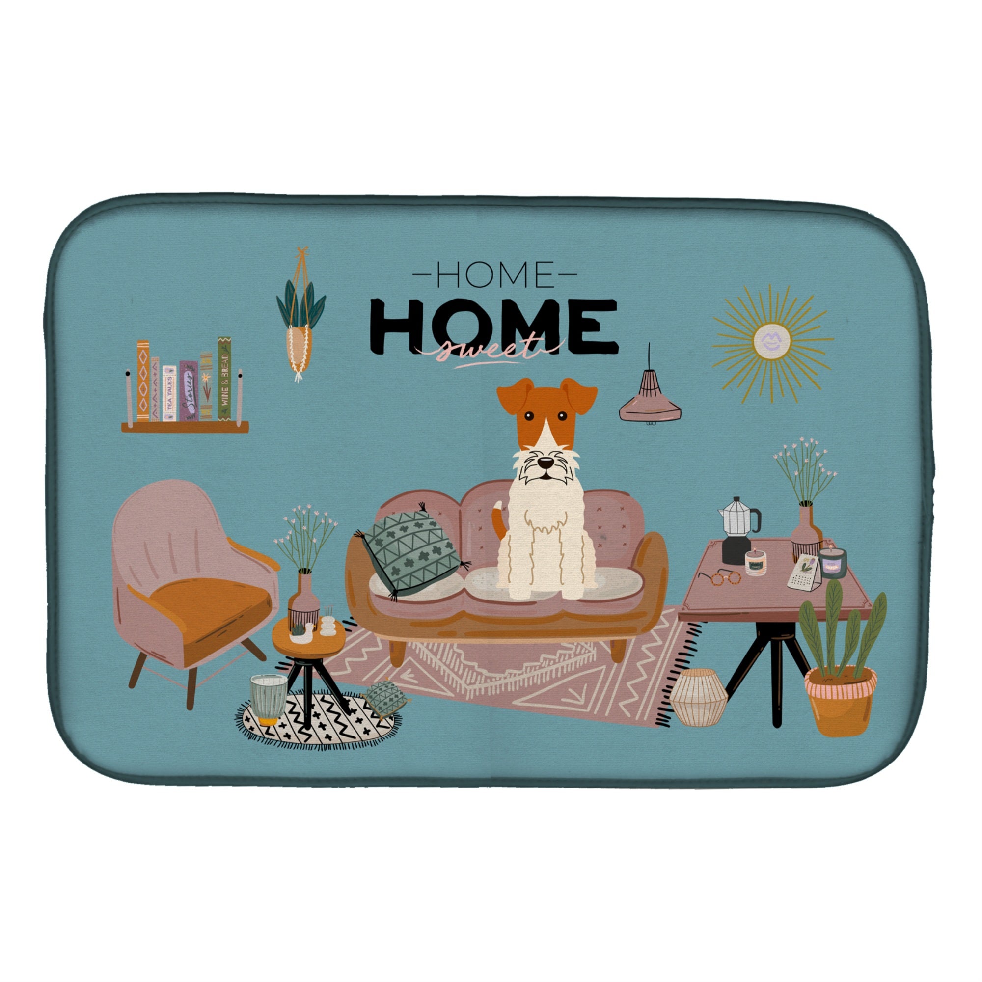Caroline'S Treasures Ck7946Ddm Wire Fox Terrier Sweet Home Dish-Drying-Mats, 14 X 21, Multicolor