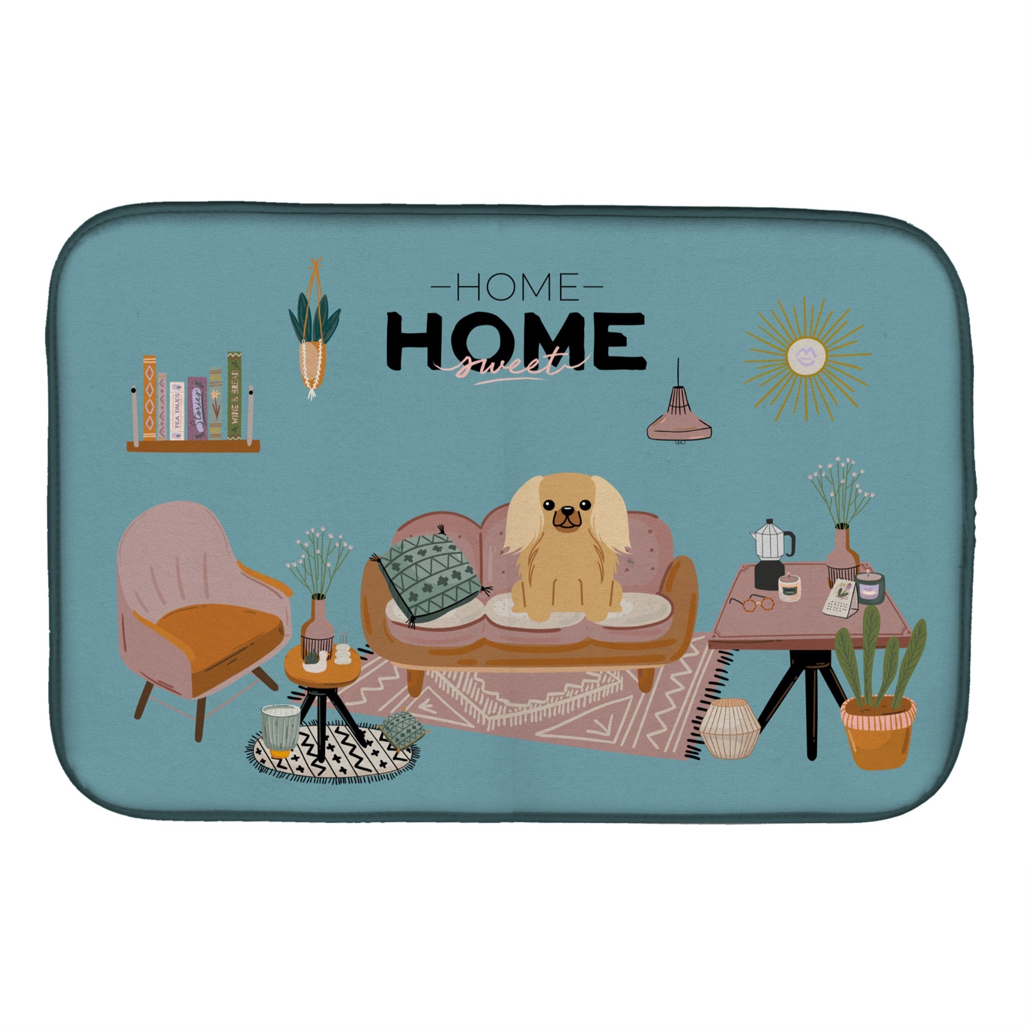 Caroline'S Treasures Ck7949Ddm Fawn Sable Pekingese Sweet Home Dish-Drying-Mats, 14 X 21, Multicolor