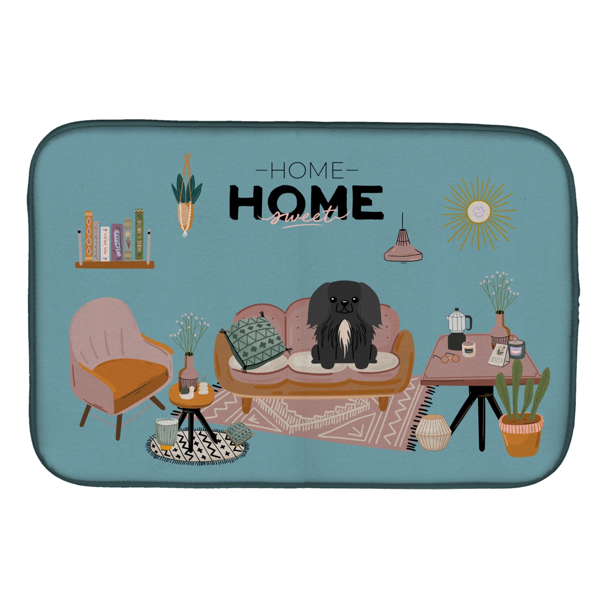 Caroline'S Treasures Ck7952Ddm Black Pekingese Sweet Home Dish-Drying-Mats, 14 X 21, Multicolor