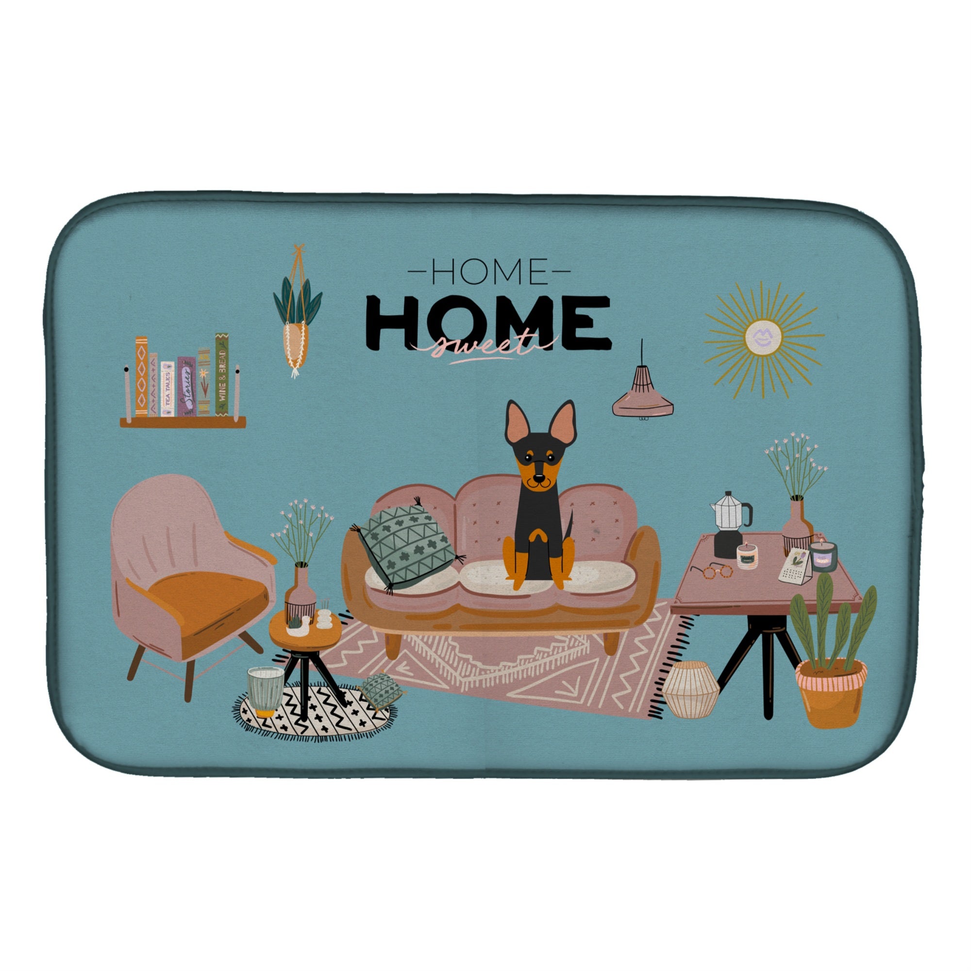 Caroline'S Treasures Ck7954Ddm English Toy Terrier Sweet Home Dish-Drying-Mats, 14 X 21, Multicolor