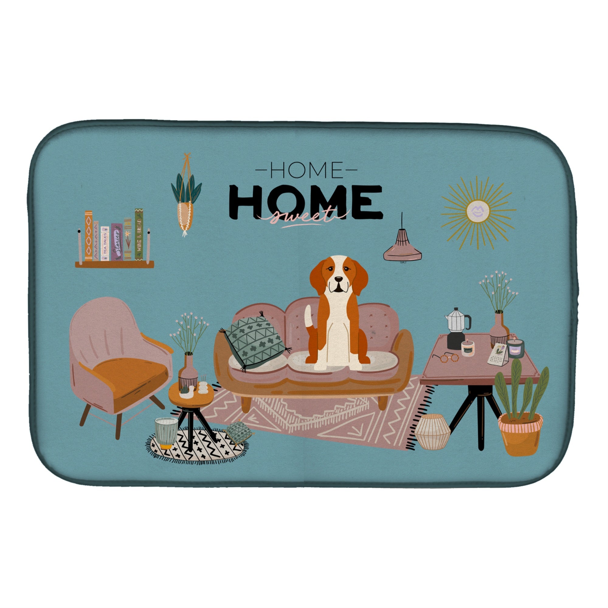 Caroline'S Treasures Ck7955Ddm English Foxhound Sweet Home Dish-Drying-Mats, 14 X 21, Multicolor