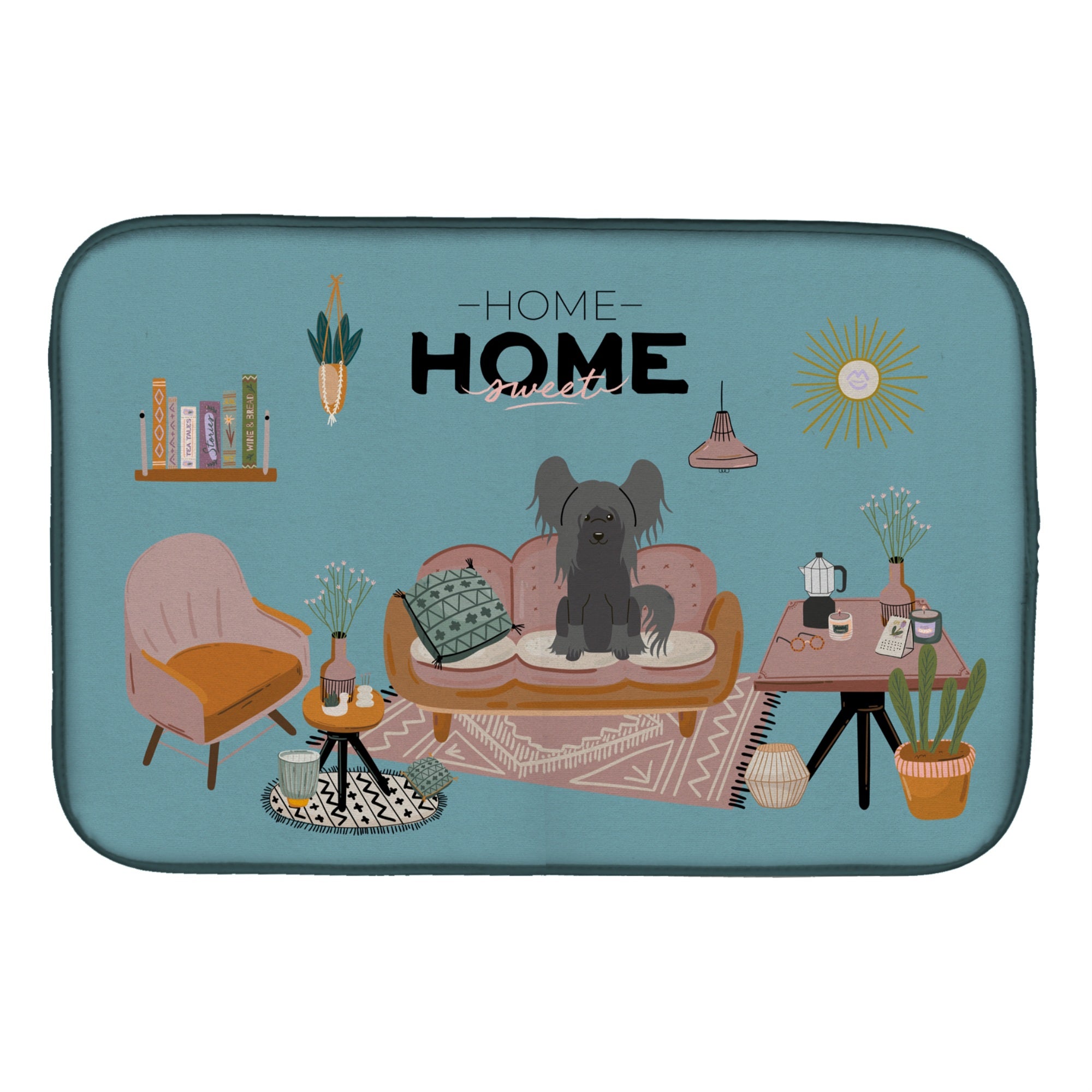 Caroline'S Treasures Ck7957Ddm Black Chinese Crested Sweet Home Dish-Drying-Mats, 14 X 21, Multicolor