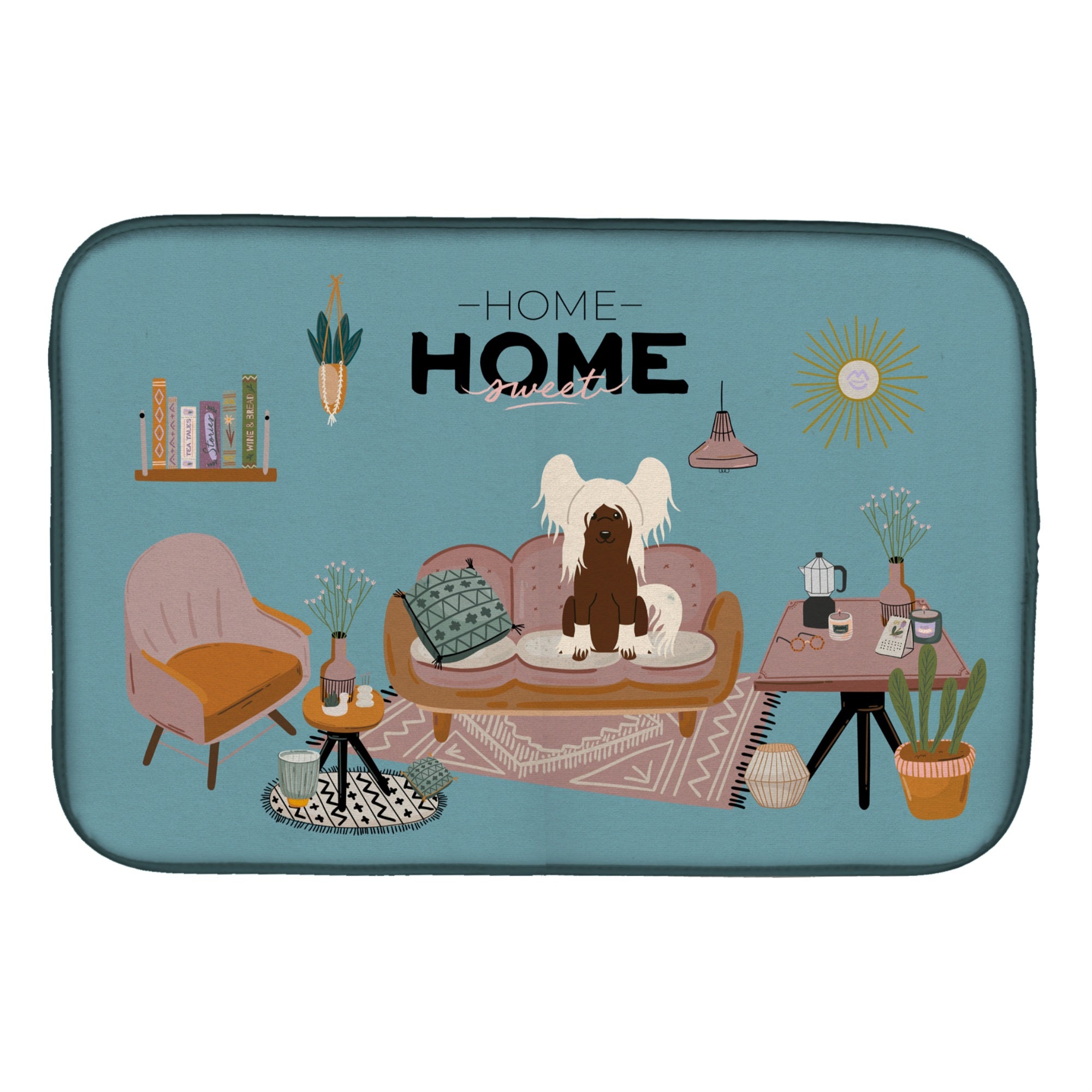 Caroline'S Treasures Ck7958Ddm Cream Chinese Crested Sweet Home Dish-Drying-Mats, 14 X 21, Multicolor