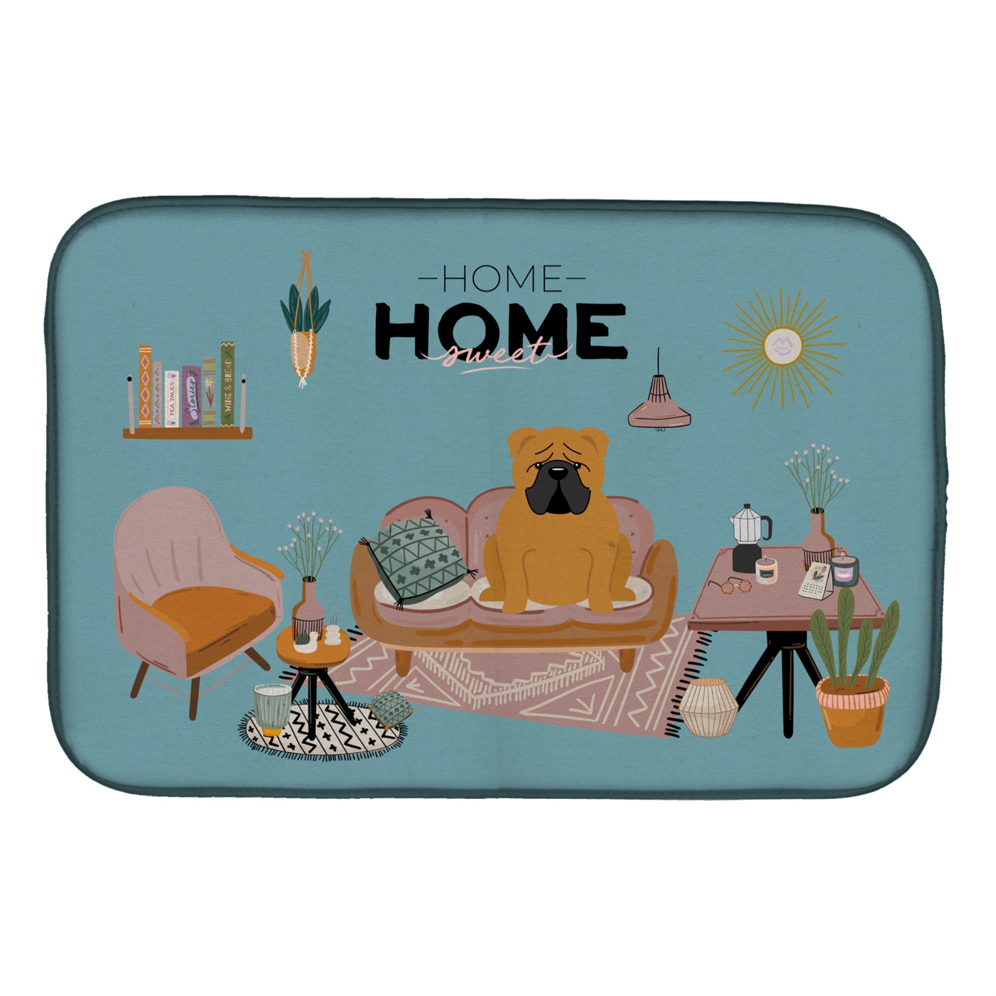 Caroline'S Treasures Ck7967Ddm Red English Bulldog Sweet Home Dish-Drying-Mats, 14 X 21, Multicolor