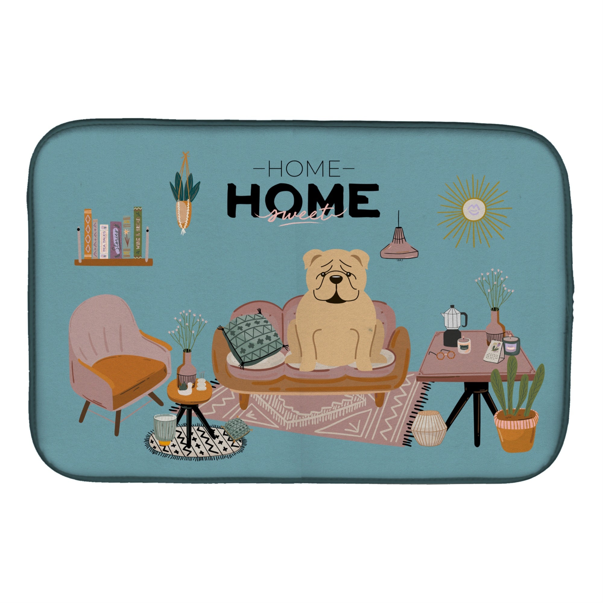 Caroline'S Treasures Ck7969Ddm Fawn English Bulldog Sweet Home Dish-Drying-Mats, 14 X 21, Multicolor