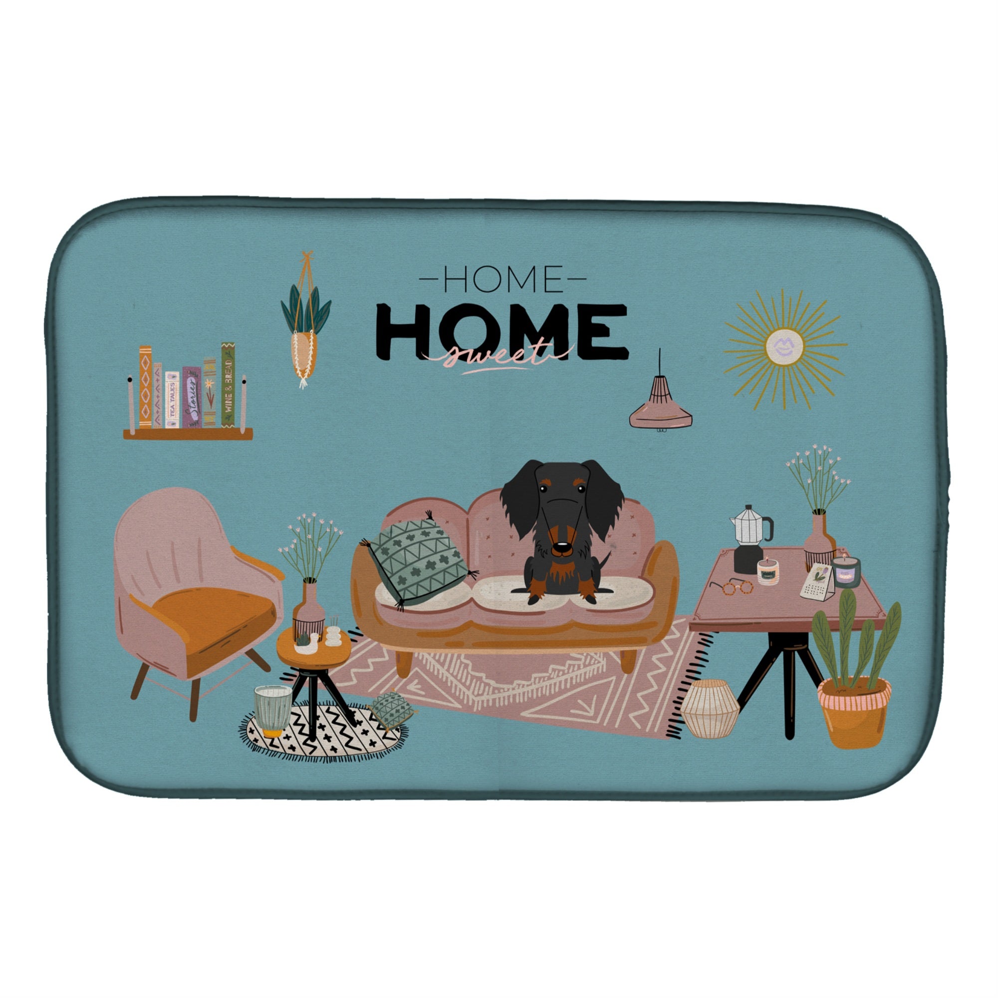 Caroline'S Treasures Black Tan Wire Haired Dachshund Sweet Home Dish-Drying-Mats, 14 X 21, Multicolor