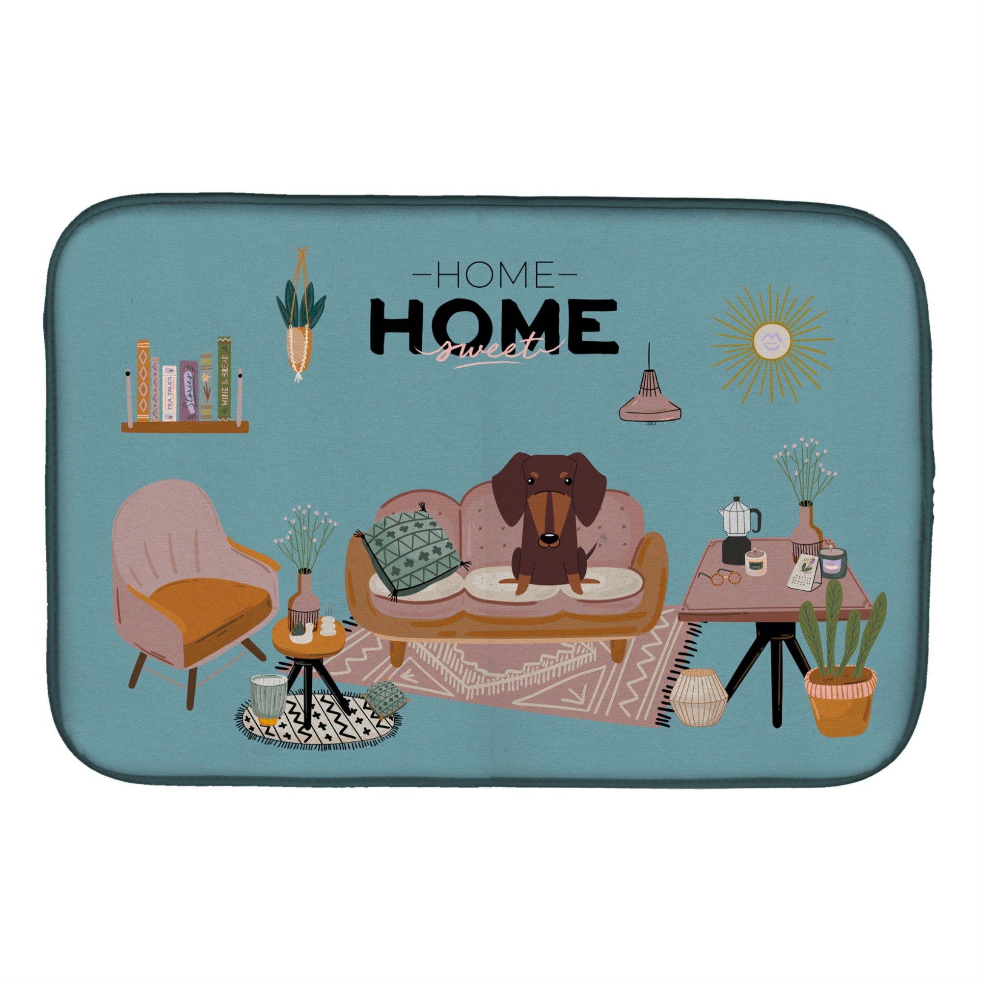 Caroline'S Treasures Ck7976Ddm Chocolate Dachshund Sweet Home Dish-Drying-Mats, 14 X 21, Multicolor