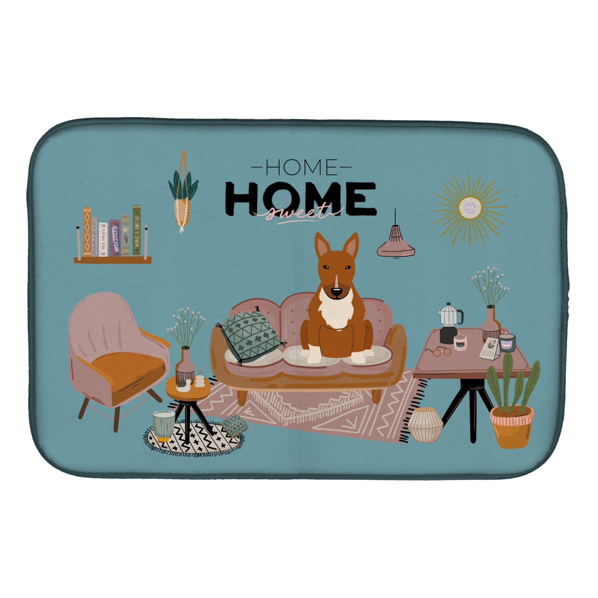 Caroline'S Treasures Ck7979Ddm Red Bull Terrier Sweet Home Dish-Drying-Mats, 14 X 21, Multicolor