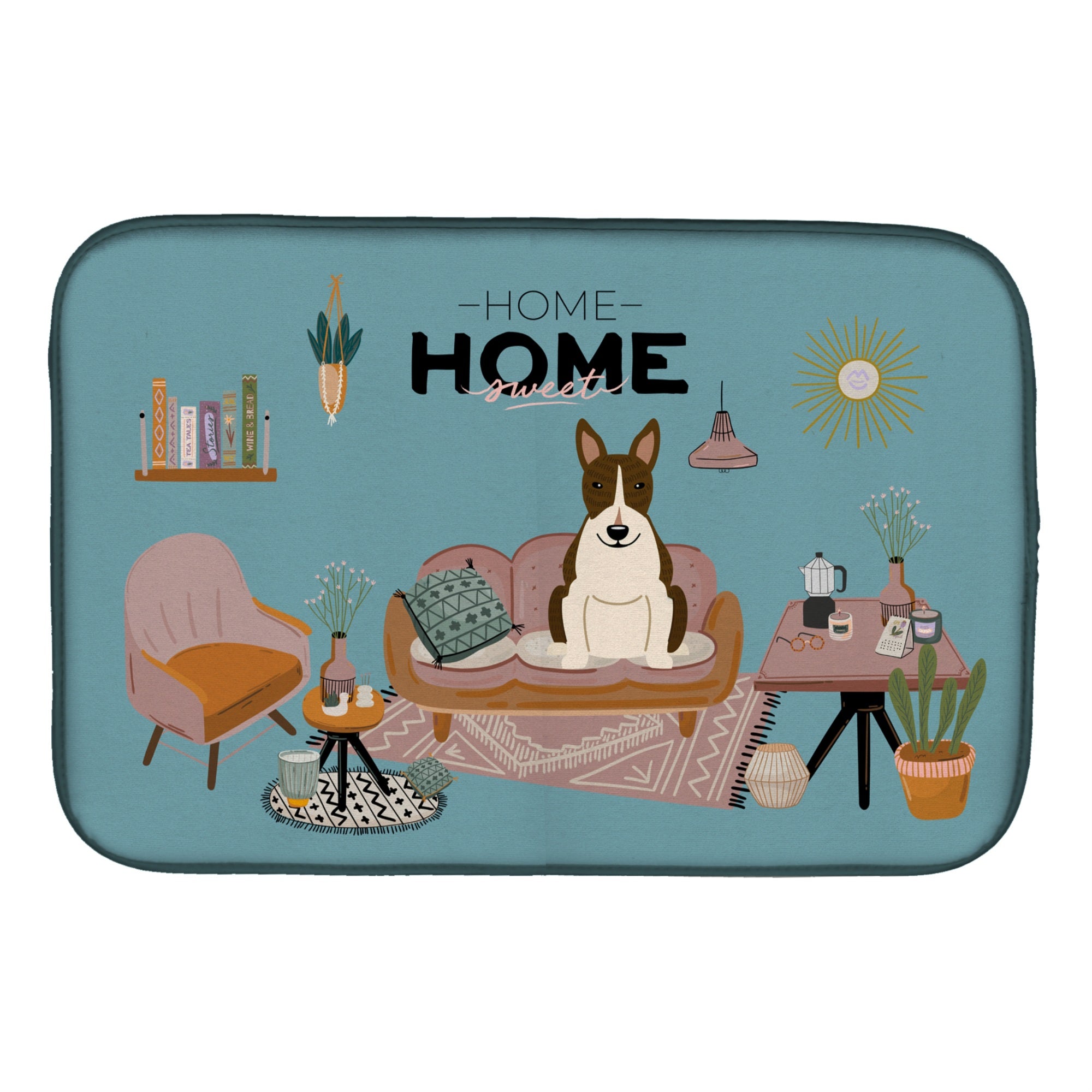 Caroline'S Treasures Ck7981Ddm Dark Brindle Bull Terrier Sweet Home Dish-Drying-Mats, 14 X 21, Multicolor