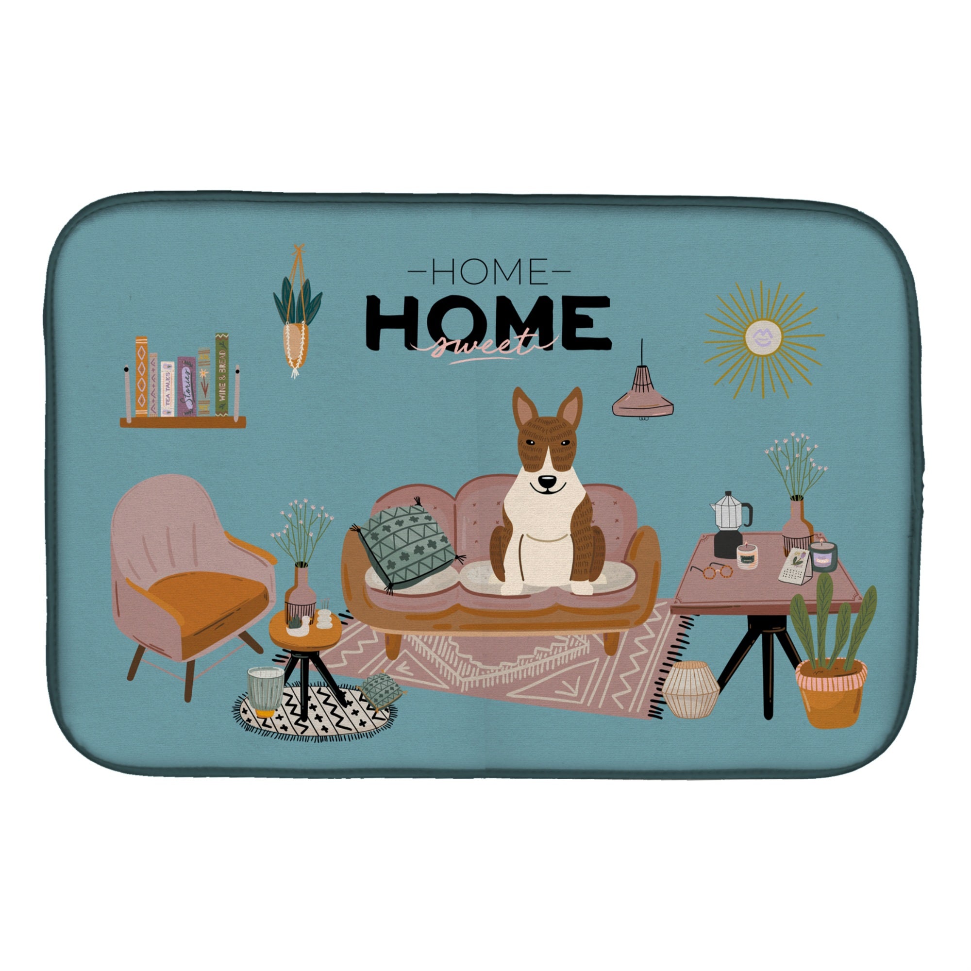 Caroline'S Treasures Ck7982Ddm Brindle Bull Terrier Sweet Home Dish-Drying-Mats, 14 X 21, Multicolor