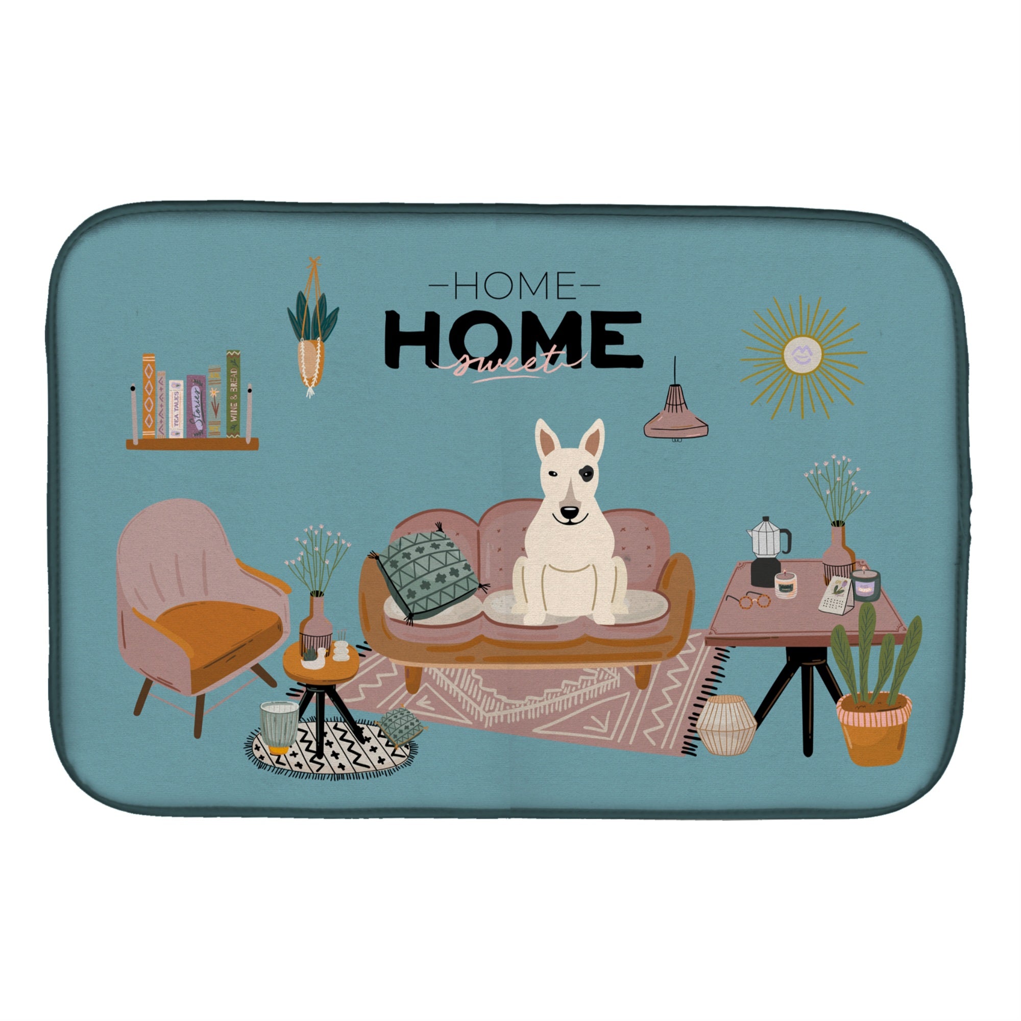 Caroline'S Treasures Ck7983Ddm White Bull Terrier Sweet Home Dish-Drying-Mats, 14 X 21, Multicolor