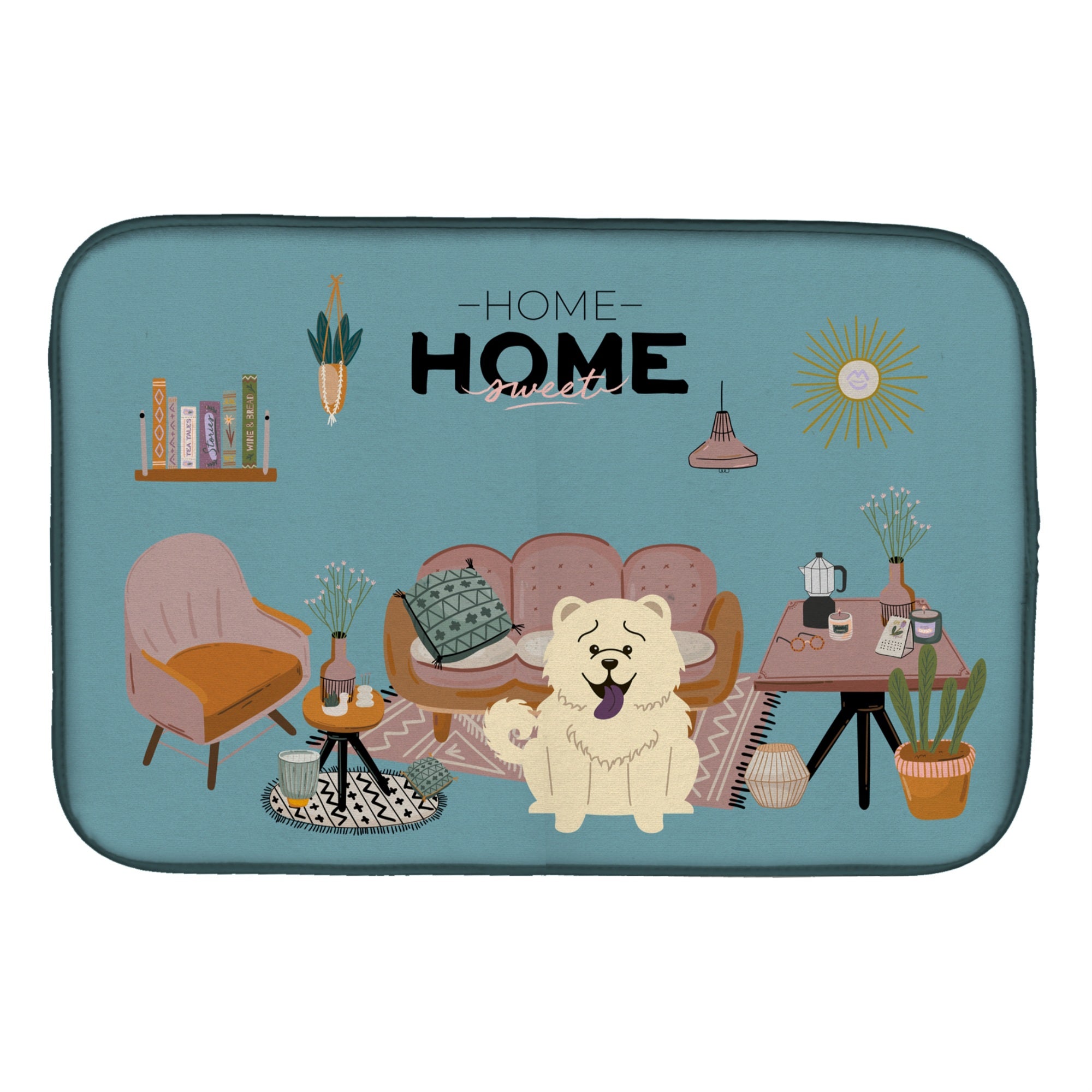 Caroline'S Treasures Ck7985Ddm White Chow Sweet Home Dish-Drying-Mats, 14 X 21, Multicolor